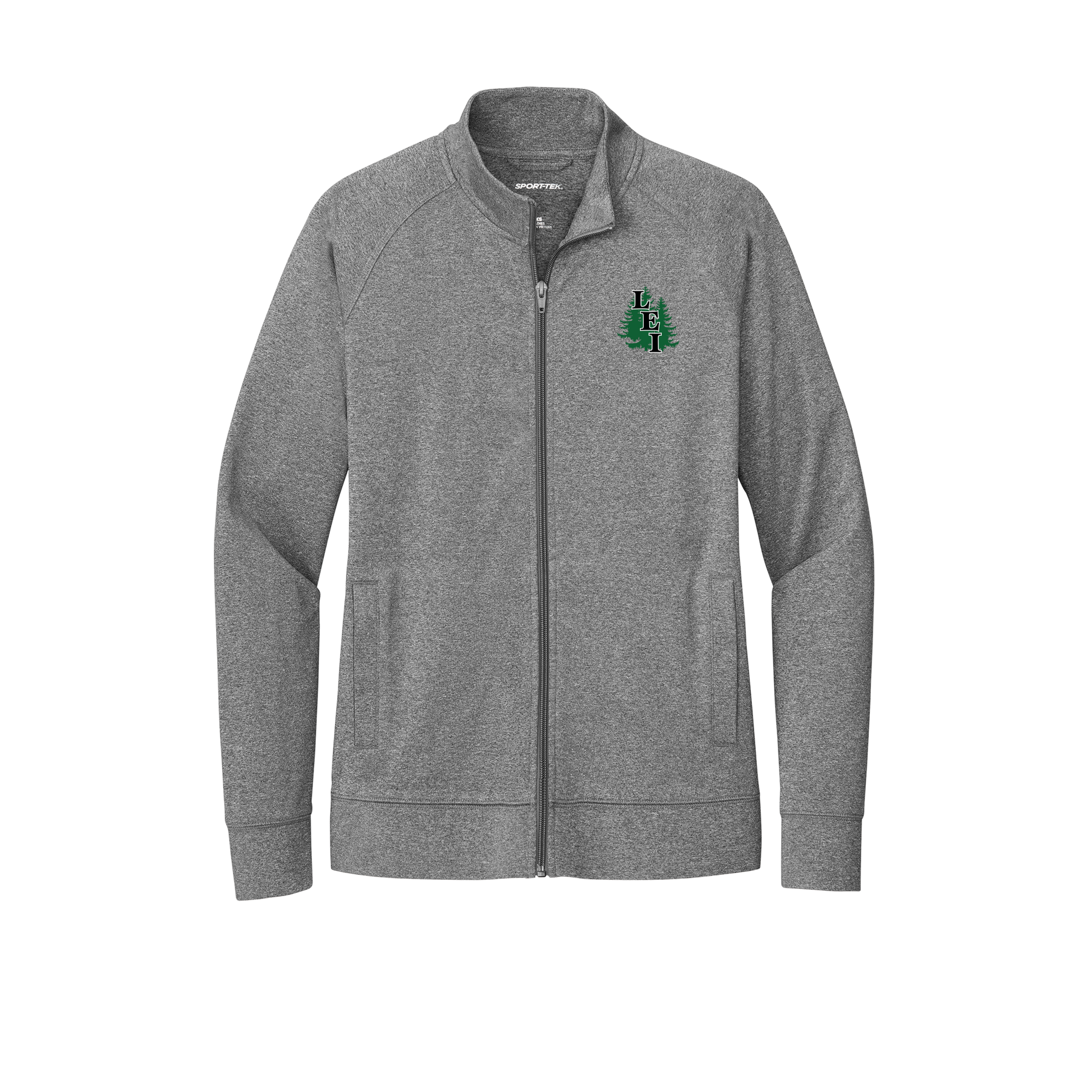leisite-sport-tek-womens-cadet-jacket-embroidery-leftchest-LST857-charcoalgreyheather-flat-front