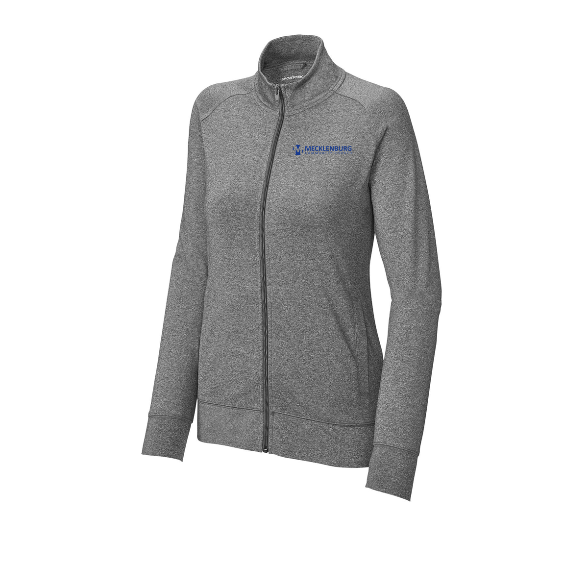 mecklenburg-sport-tek-womens-cadet-jacket-embroidery-leftchest-LST857-charcoalgreyheather-flat-front
