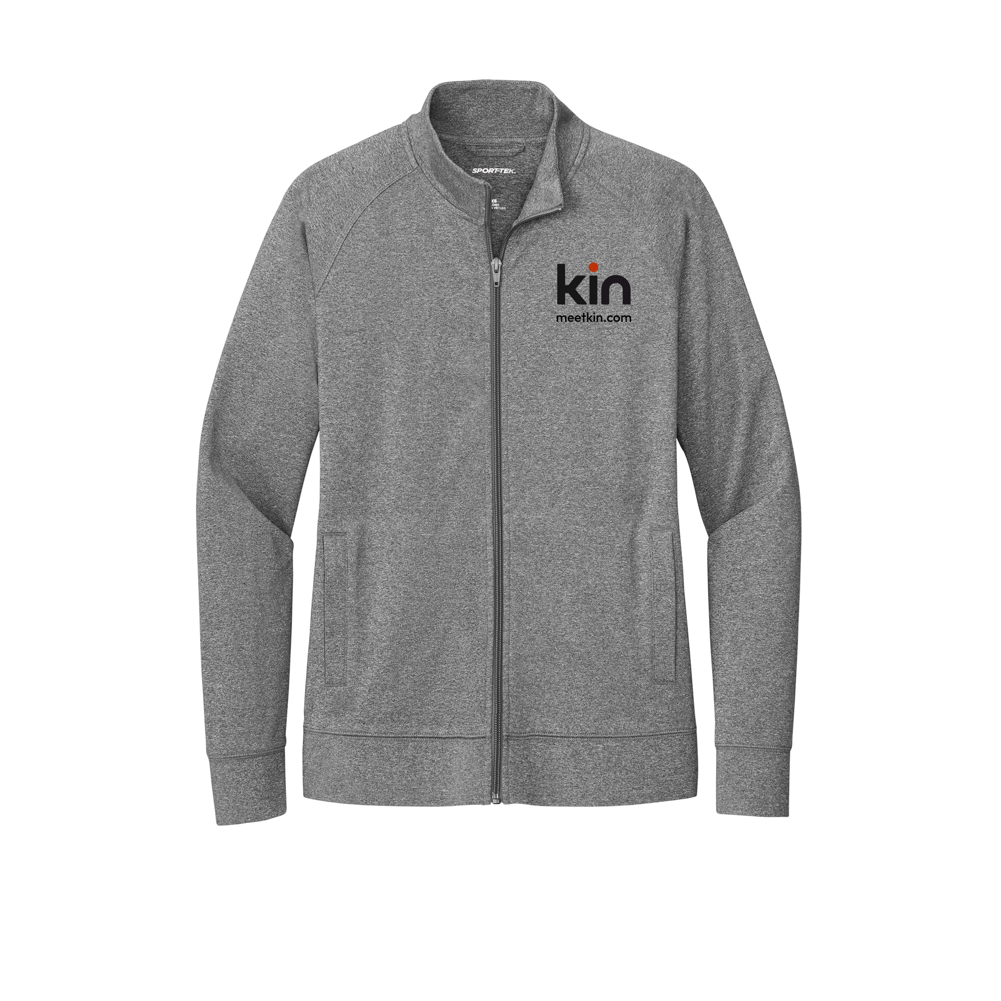kin-sport-tek-womens-cadet-jacket-embroidery-leftchest-LST857-charcoalgreyheather-flat-front