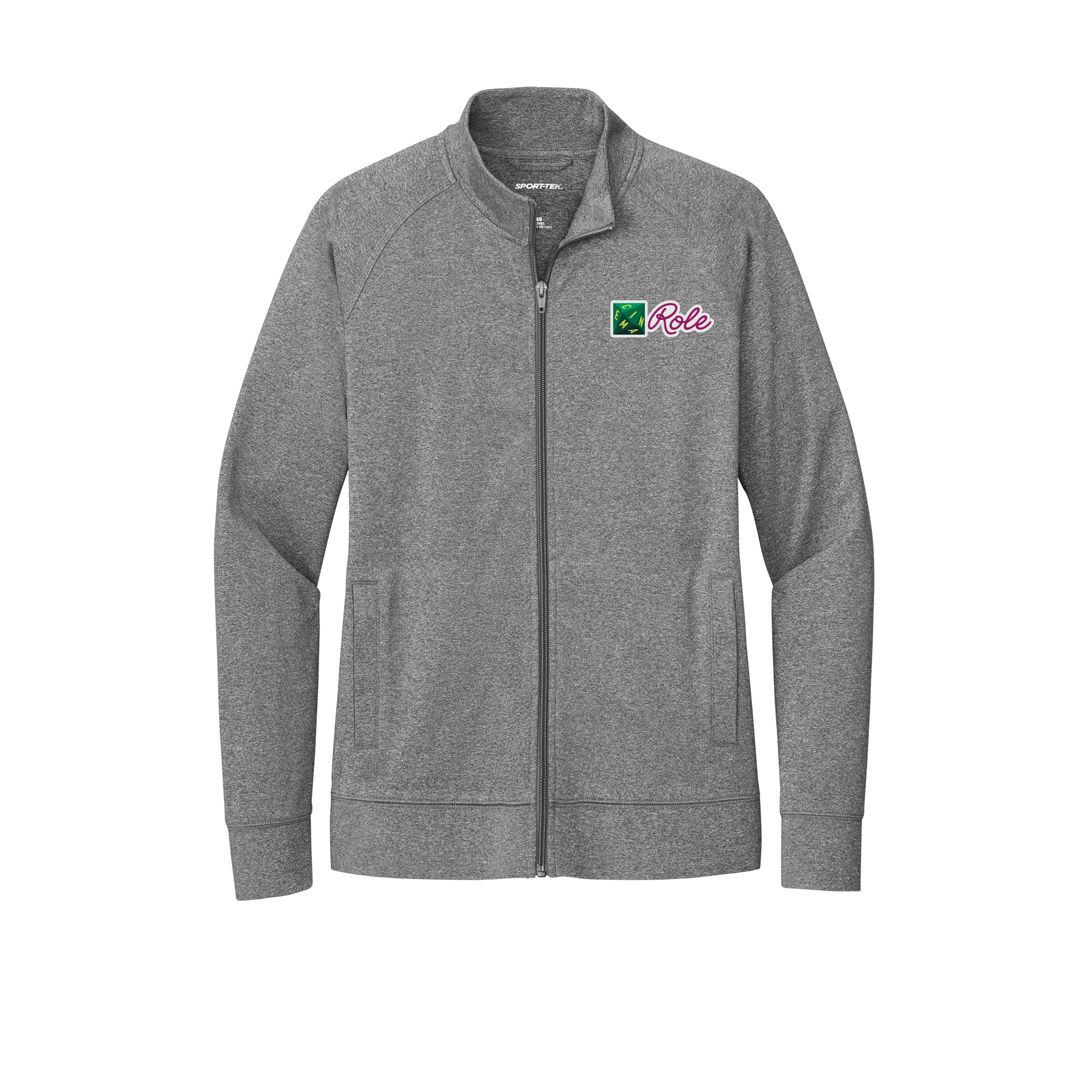 cinemarole-sport-tek-womens-cadet-jacket-embroidery-leftchest-LST857-charcoalgreyheather-flat-front