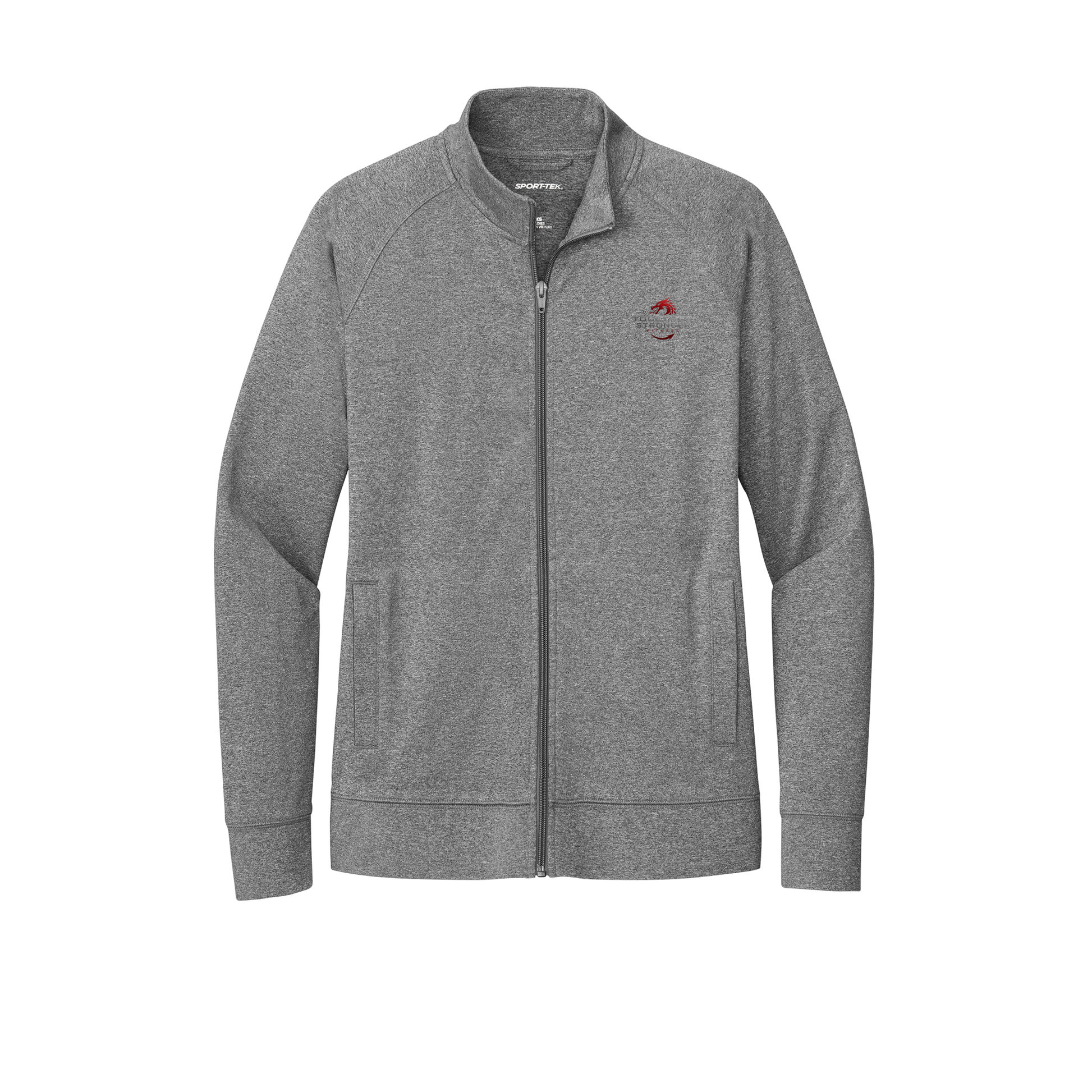 togetherstrongerfitness-sport-tek-womens-cadet-jacket-embroidery-leftchest-LST857-charcoalgreyheather-flat-front