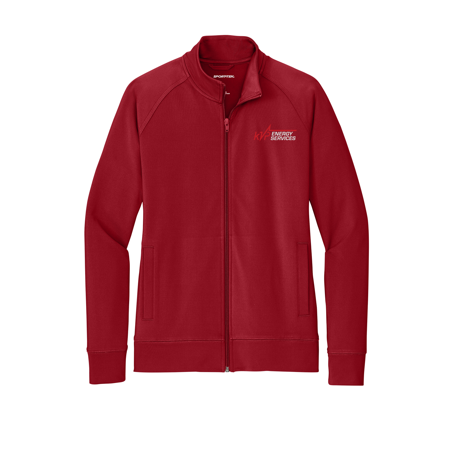 kvpenergy-sport-tek-womens-cadet-jacket-embroidery-leftchest-LST857-deepred-flat-front