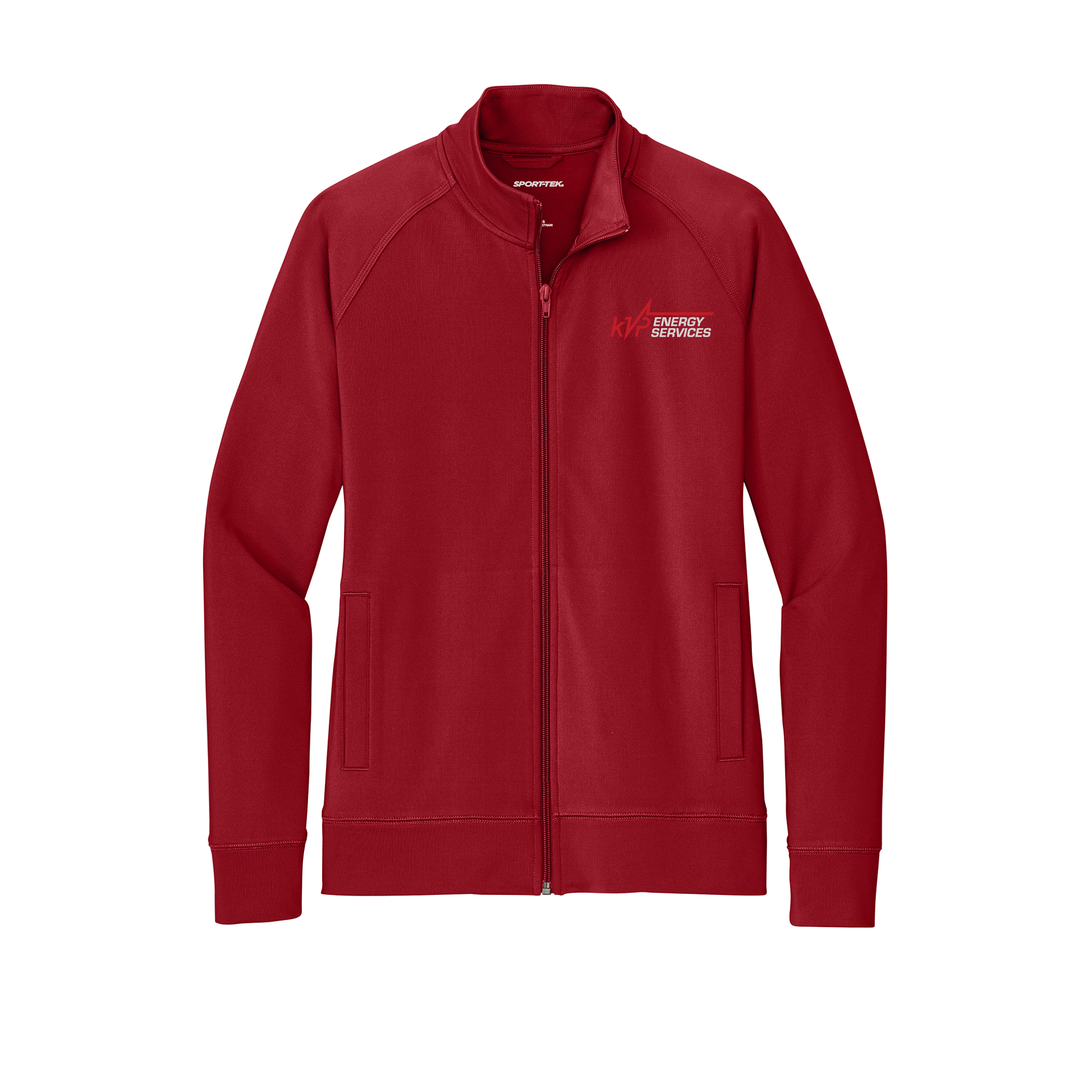 kvpenergy-sport-tek-womens-cadet-jacket-embroidery-leftchest-LST857-deepred-flat-front