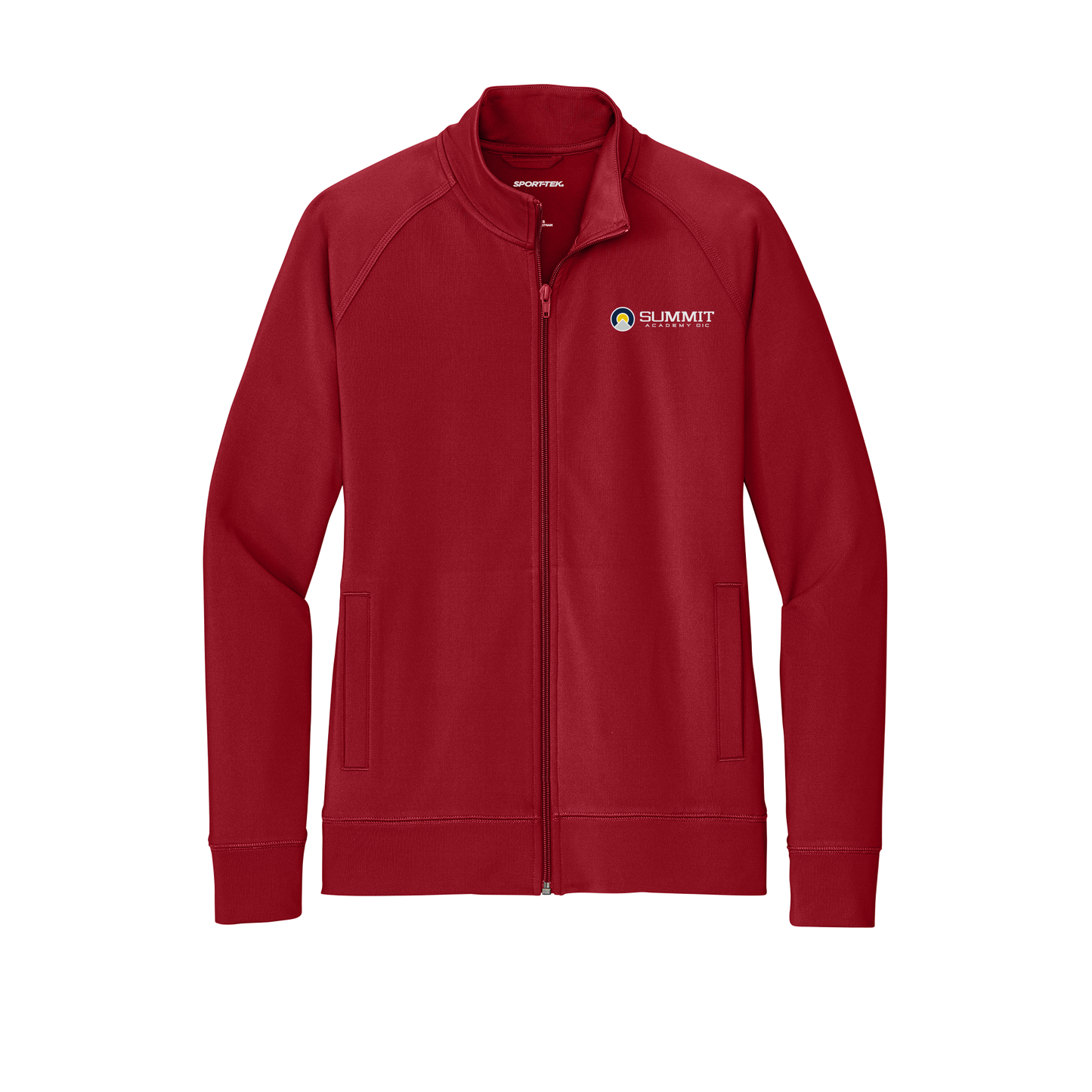 saoic-sport-tek-womens-cadet-jacket-embroidery-leftchest-LST857-deepred-flat-front