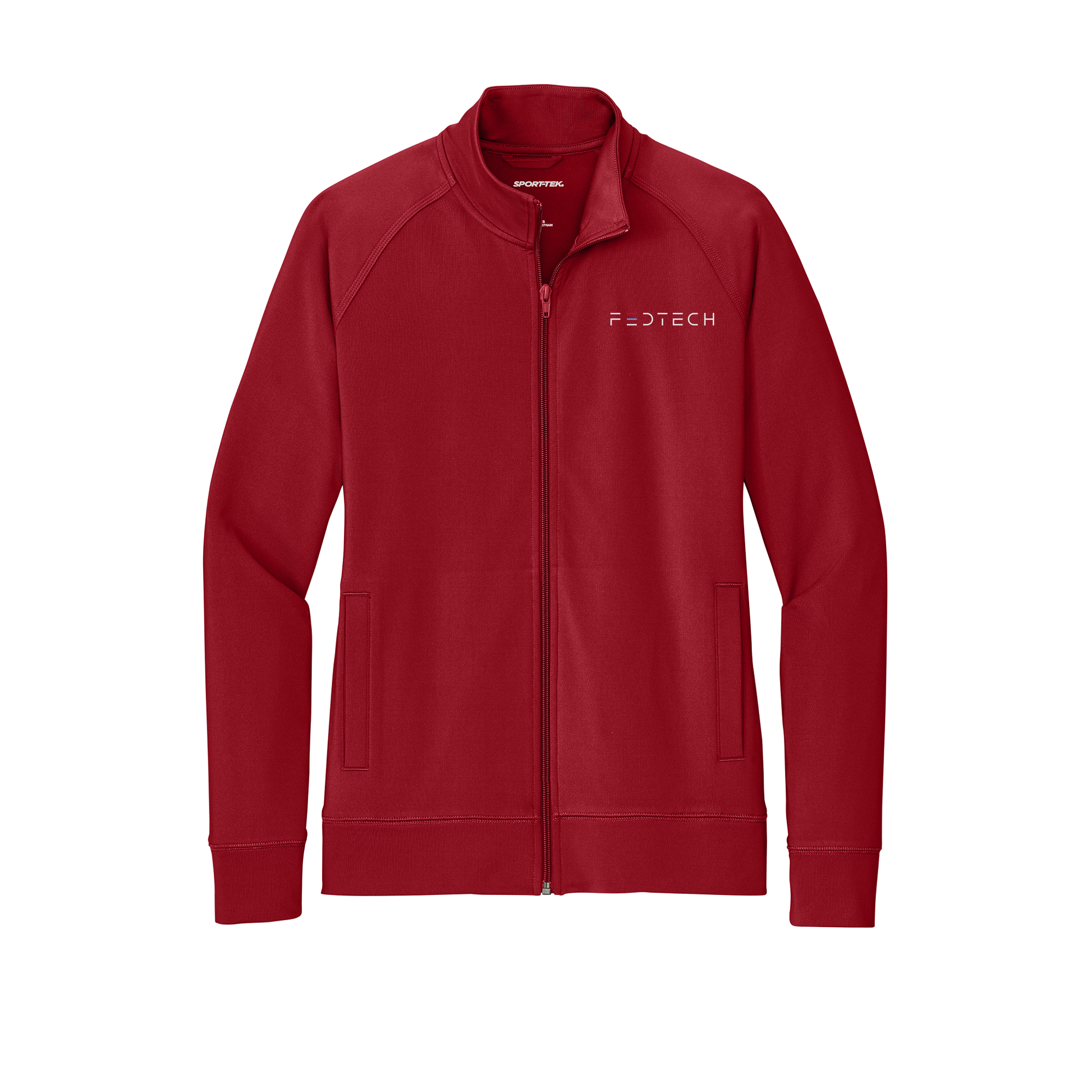 fedtech-sport-tek-womens-cadet-jacket-embroidery-leftchest-LST857-deepred-flat-front