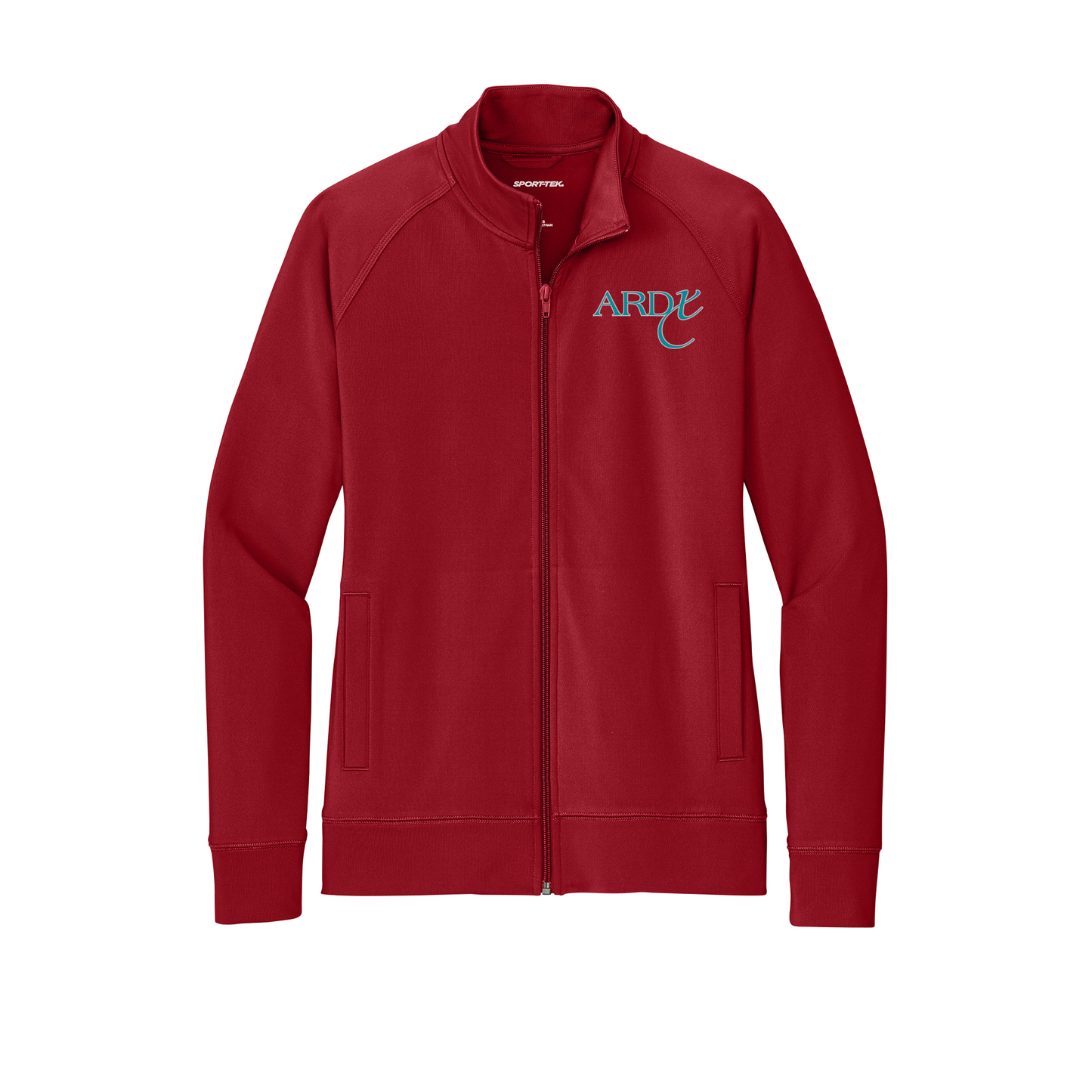 ardx-sport-tek-womens-cadet-jacket-embroidery-leftchest-LST857-deepred-flat-front