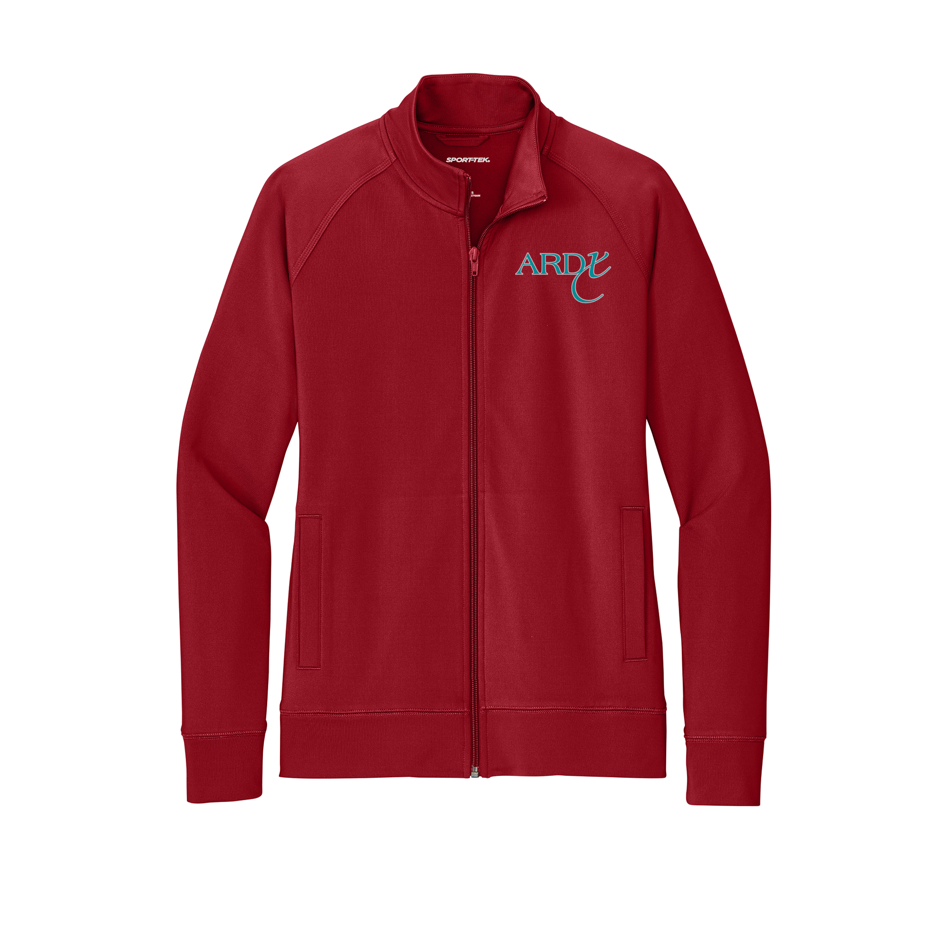 ardx-sport-tek-womens-cadet-jacket-embroidery-leftchest-LST857-deepred-flat-front