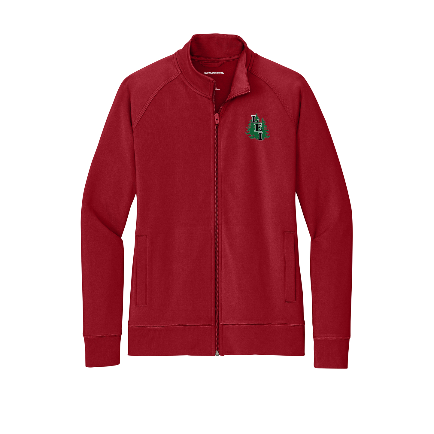 leisite-sport-tek-womens-cadet-jacket-embroidery-leftchest-LST857-deepred-flat-front
