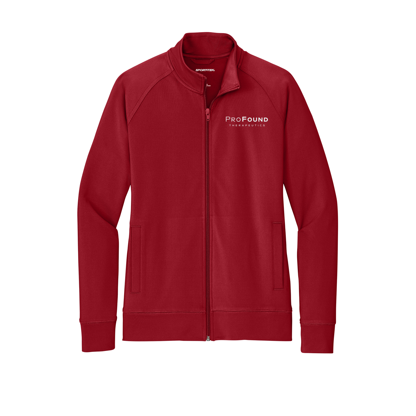 profoundtx-sport-tek-womens-cadet-jacket-embroidery-leftchest-LST857-deepred-flat-front