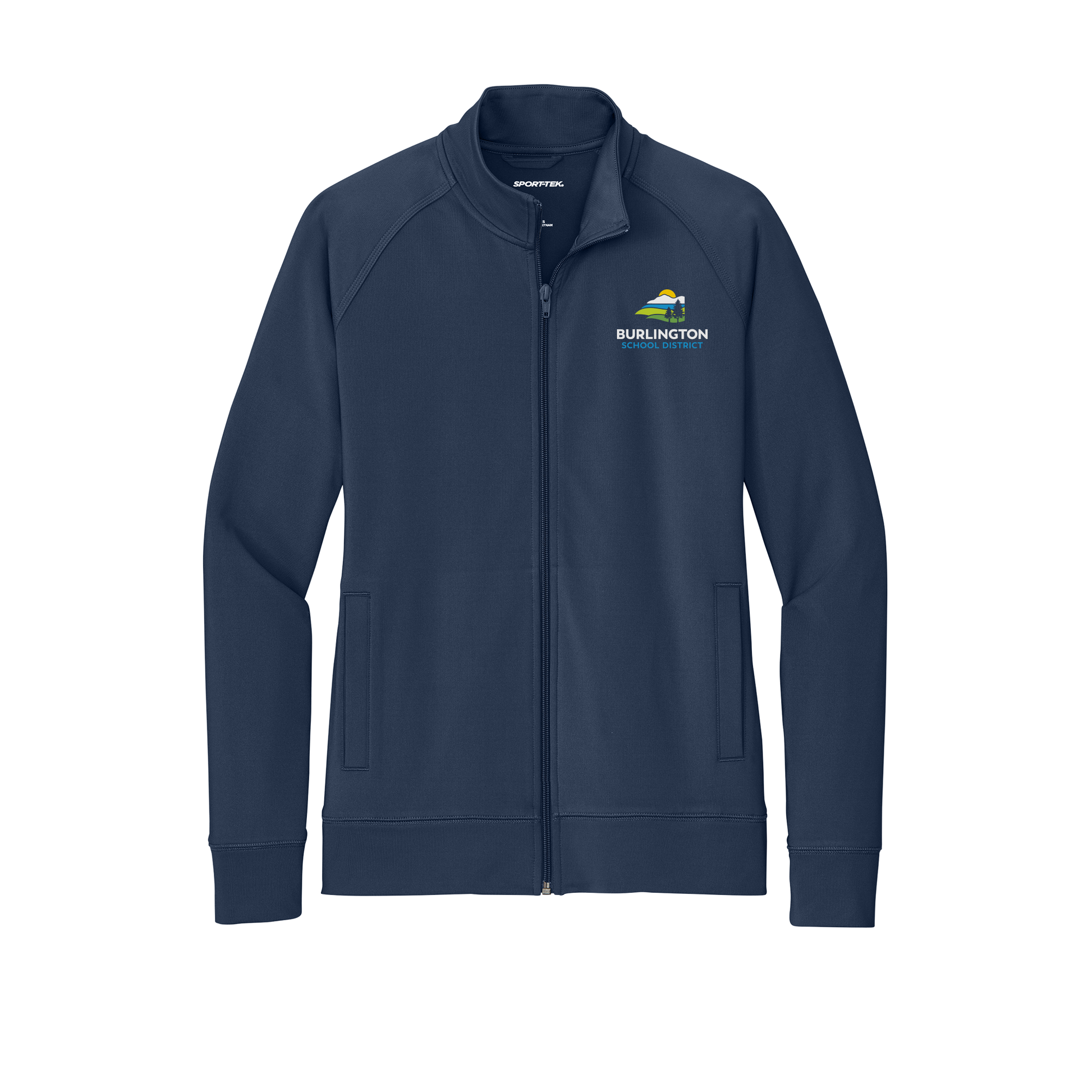 bsdvt-sport-tek-womens-cadet-jacket-embroidery-leftchest-LST857-truenavy-flat-front