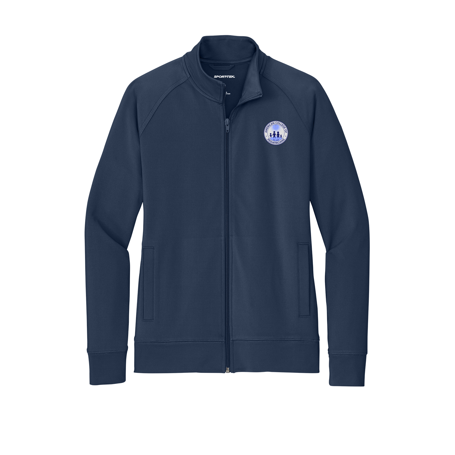 acpeds-sport-tek-womens-cadet-jacket-embroidery-leftchest-LST857-truenavy-flat-front