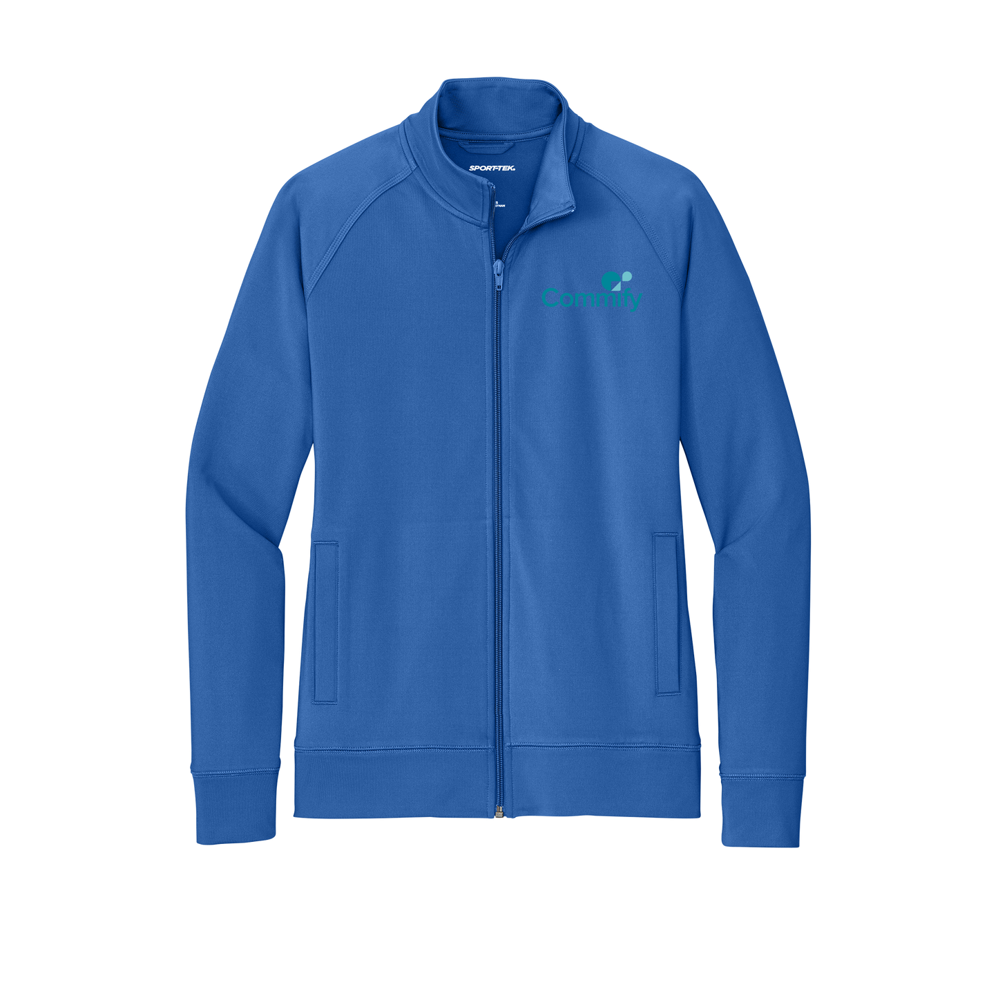 commify-sport-tek-womens-cadet-jacket-embroidery-leftchest-LST857-trueroyal-flat-front
