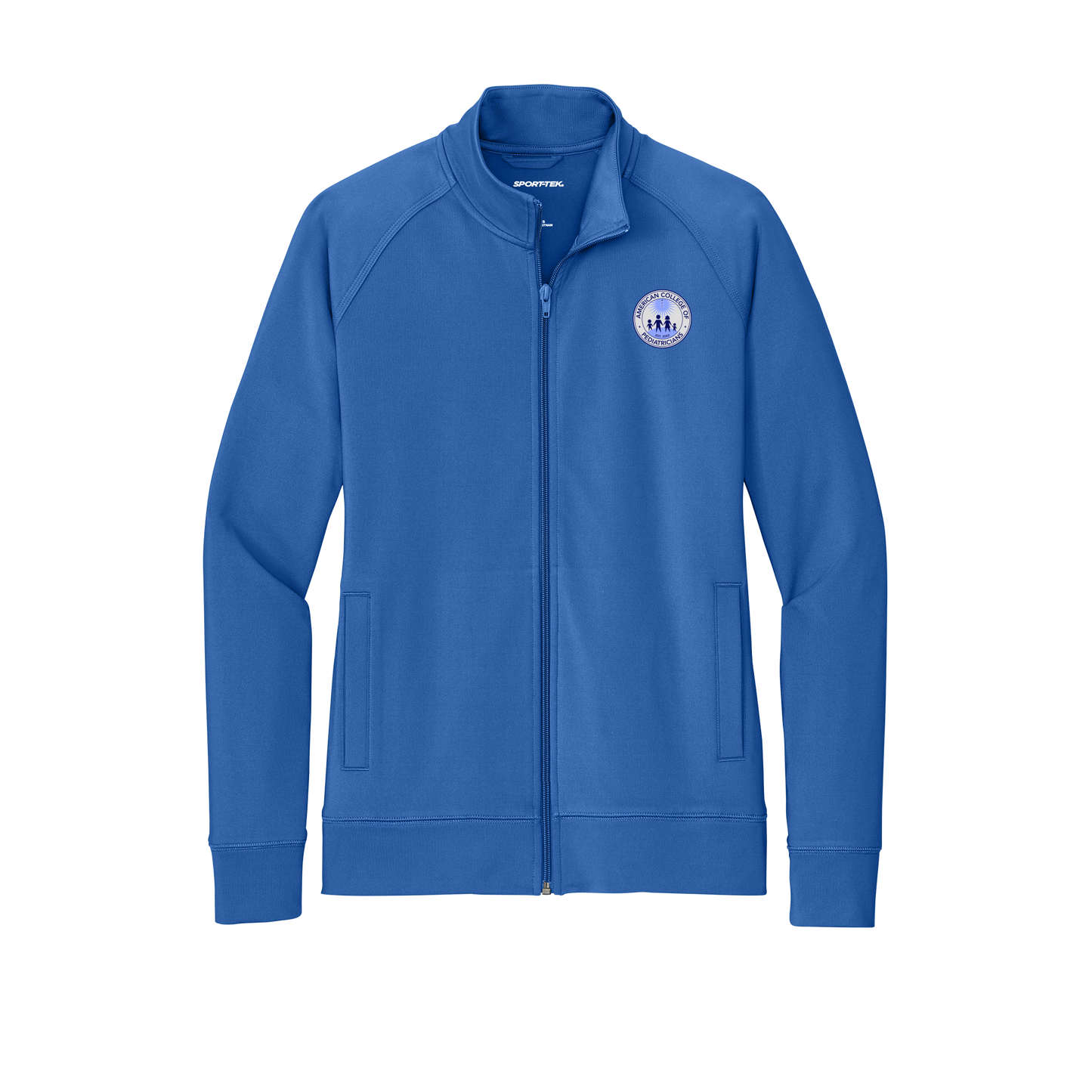 acpeds-sport-tek-womens-cadet-jacket-embroidery-leftchest-LST857-trueroyal-flat-front