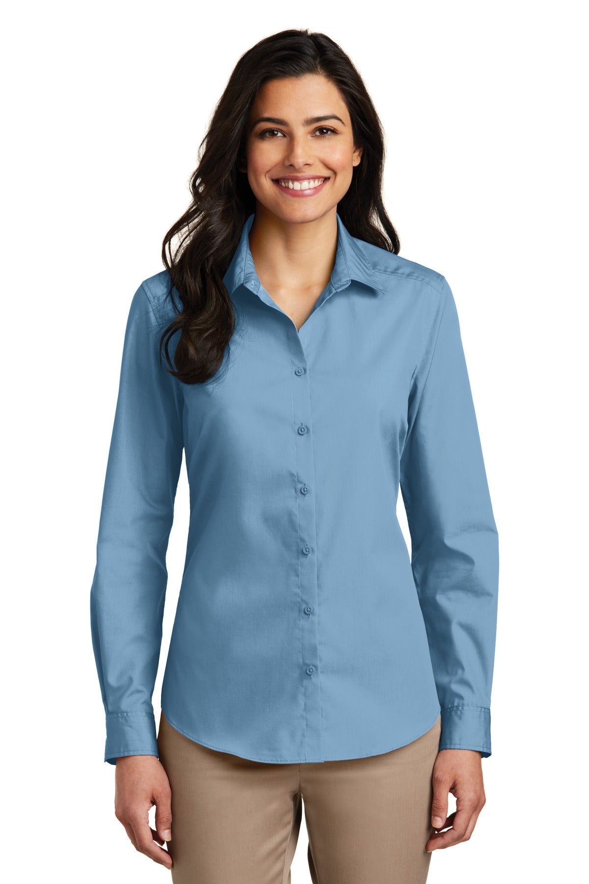 Port Authority® Women's Long Sleeve Carefree Poplin Shirt. LW100