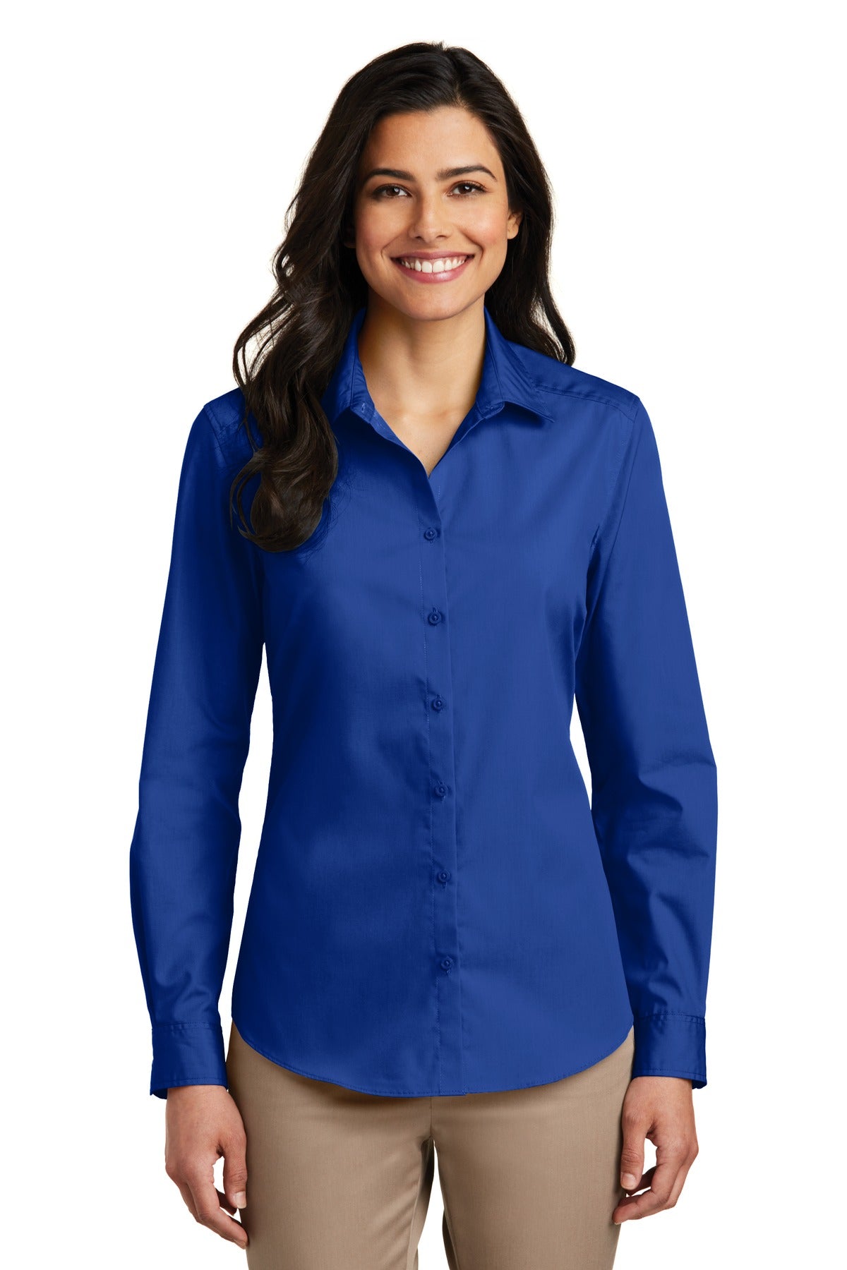Port Authority® Women's Long Sleeve Carefree Poplin Shirt. LW100