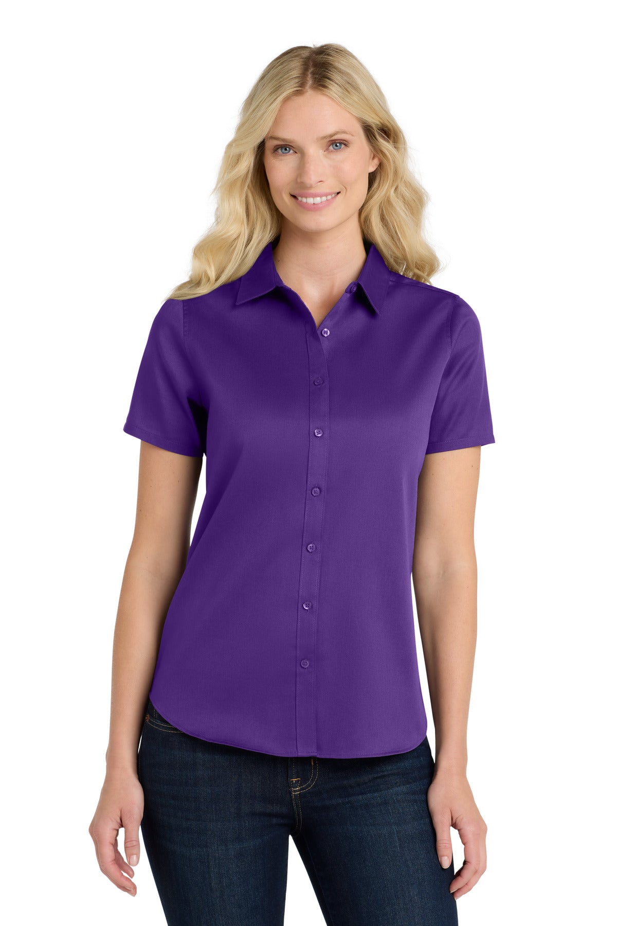 Port Authority® Women's Short Sleeve SuperPro React™Twill Shirt. LW809