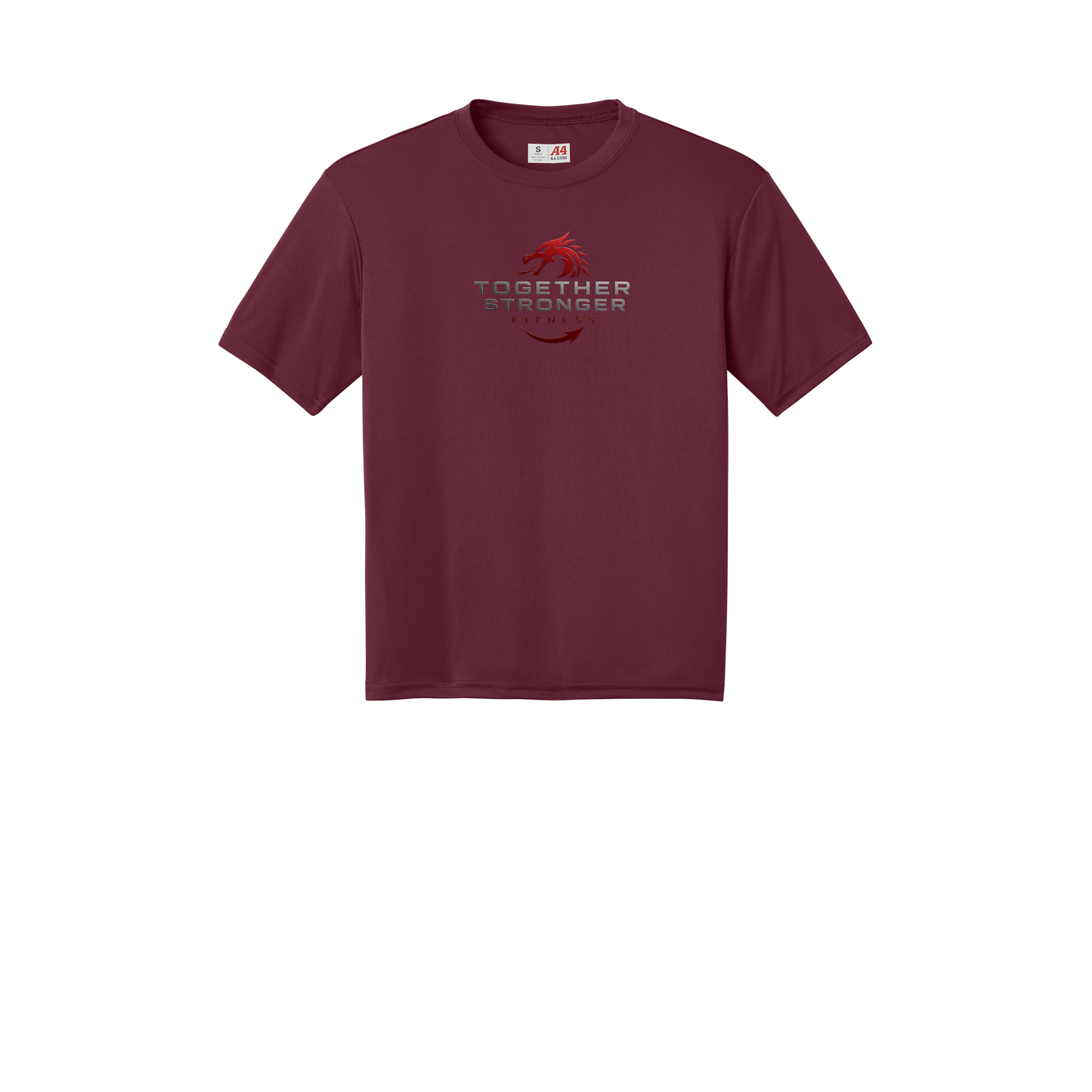 togetherstrongerfitness-a4-cooling-performance-tee-dtf-front-N3142-cardinal-flat-front