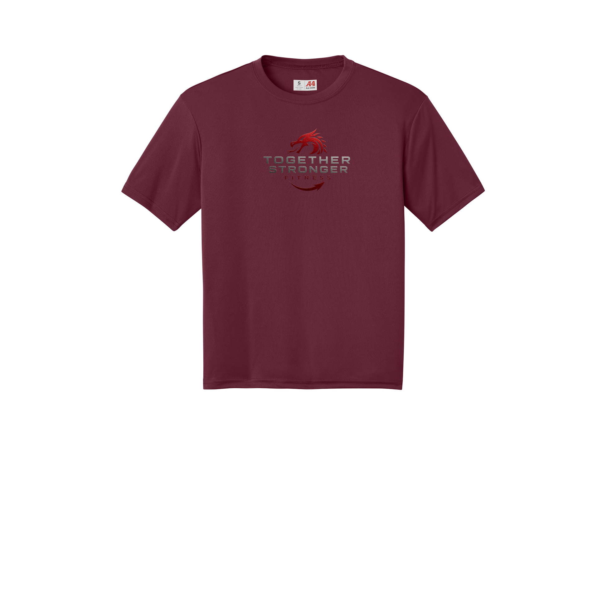 togetherstrongerfitness-a4-cooling-performance-tee-dtf-front-N3142-cardinal-flat-front