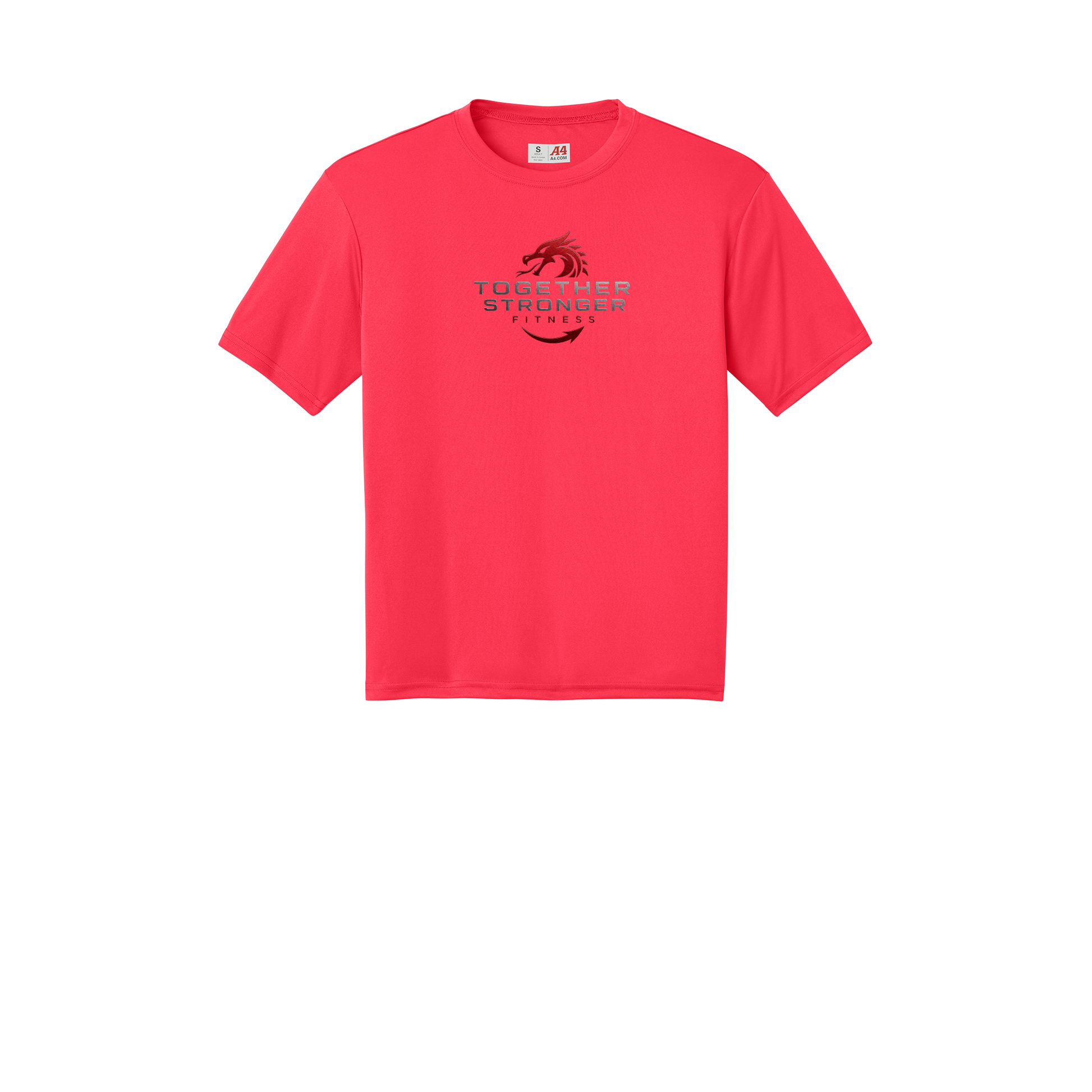 togetherstrongerfitness-a4-cooling-performance-tee-dtf-front-N3142-coral-flat-front