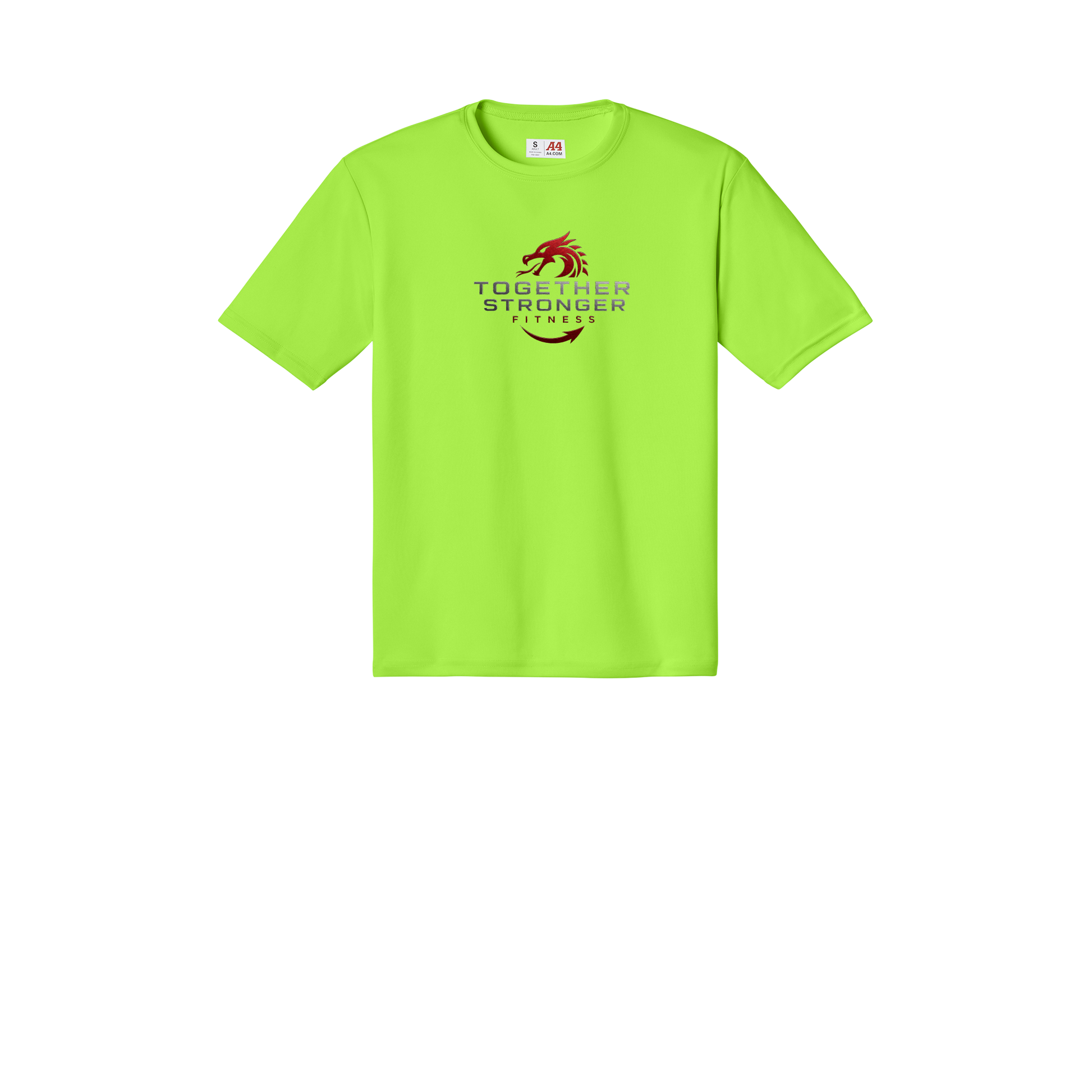 togetherstrongerfitness-a4-cooling-performance-tee-dtf-front-N3142-lime-flat-front