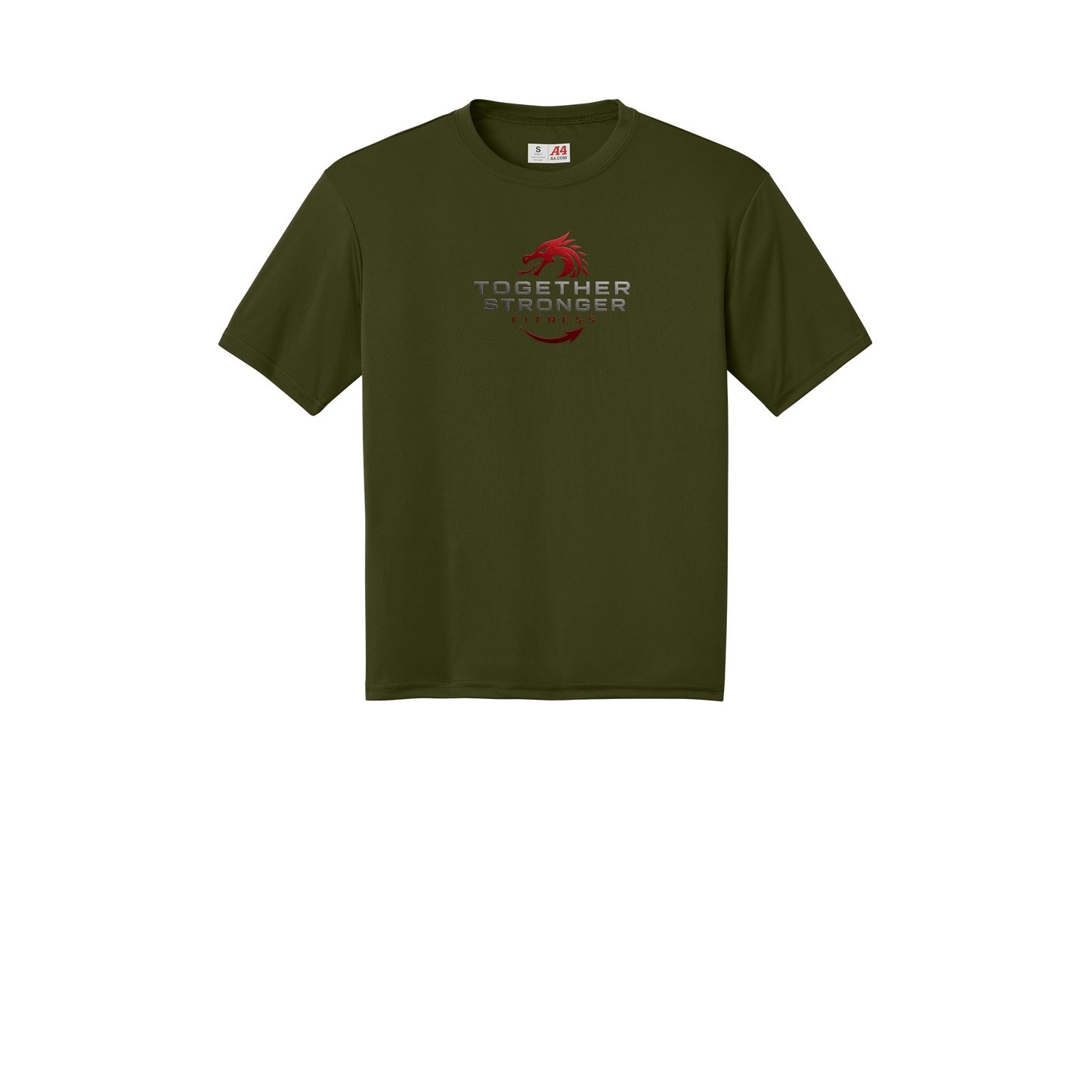 togetherstrongerfitness-a4-cooling-performance-tee-dtf-front-N3142-militarygreen-flat-front