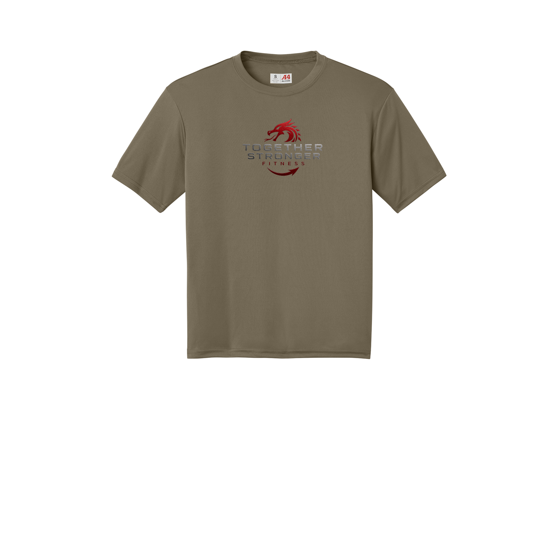 togetherstrongerfitness-a4-cooling-performance-tee-dtf-front-N3142-olive-flat-front