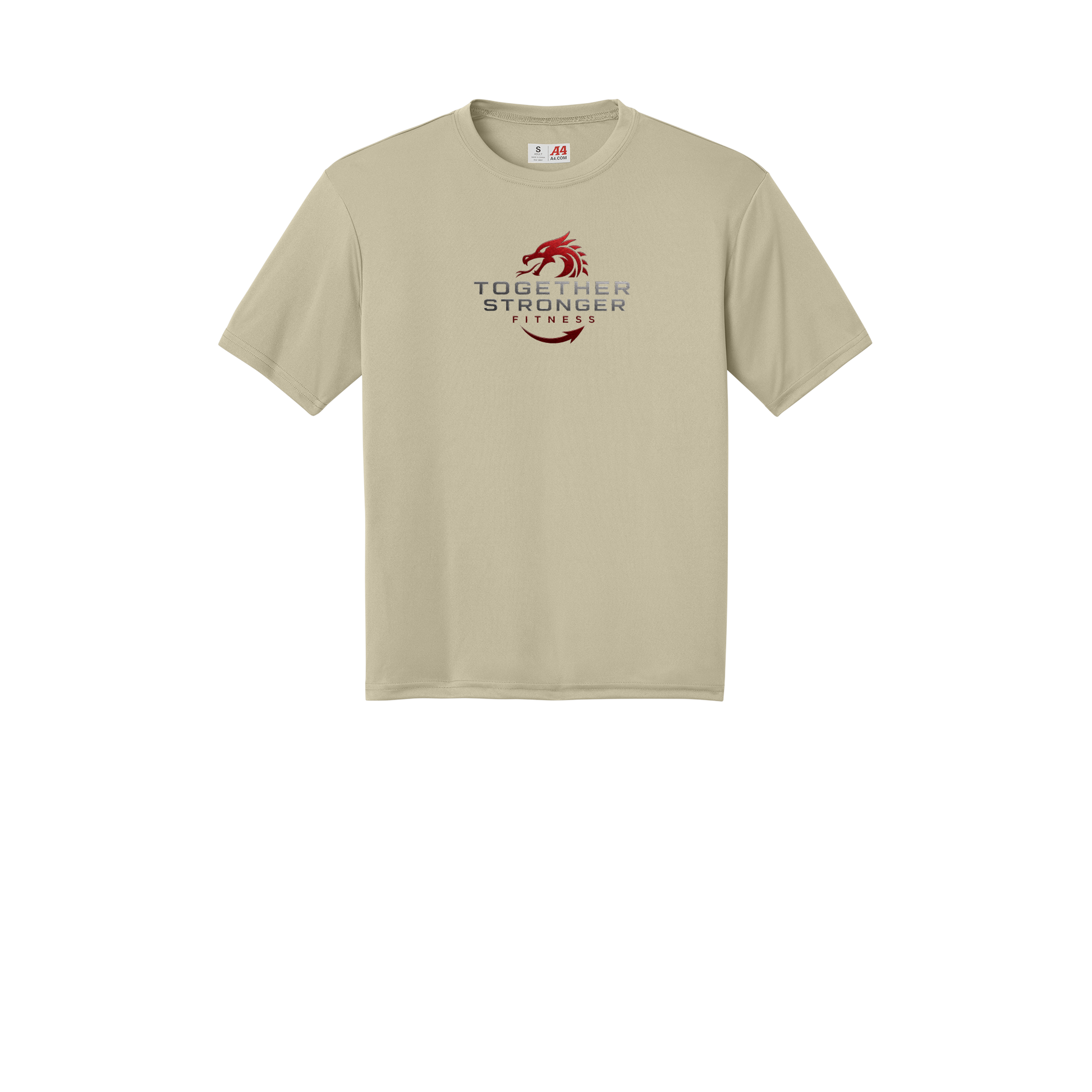 togetherstrongerfitness-a4-cooling-performance-tee-dtf-front-N3142-sand-flat-front
