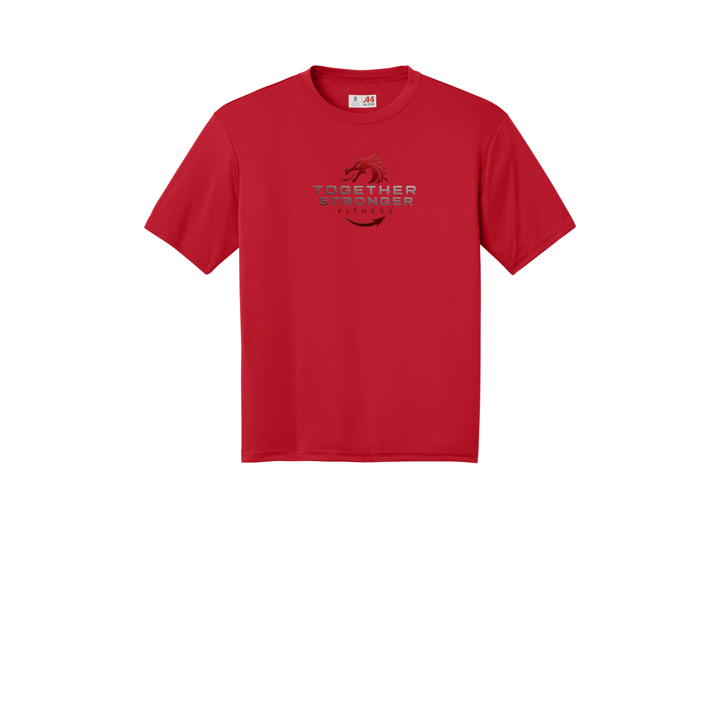 togetherstrongerfitness-a4-cooling-performance-tee-dtf-front-N3142-scarlet-flat-front