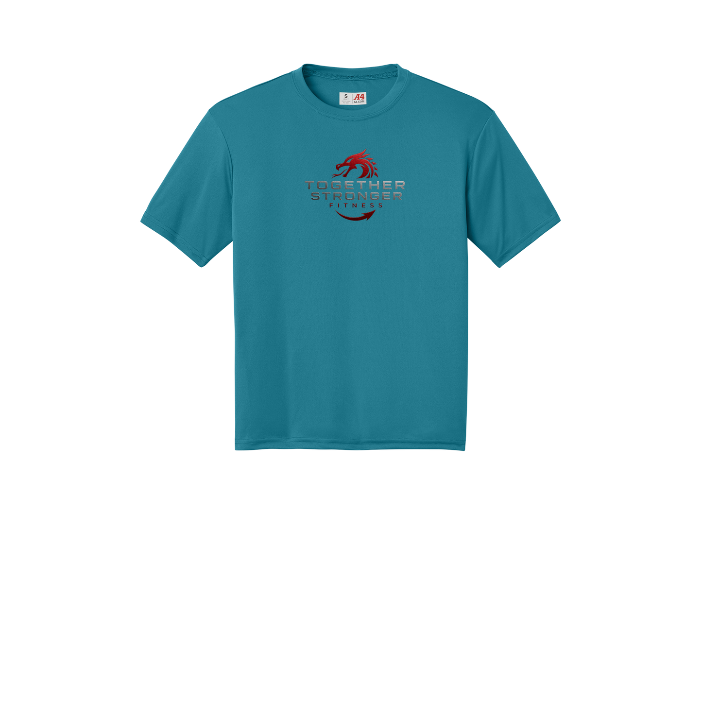 togetherstrongerfitness-a4-cooling-performance-tee-dtf-front-N3142-teal-flat-front
