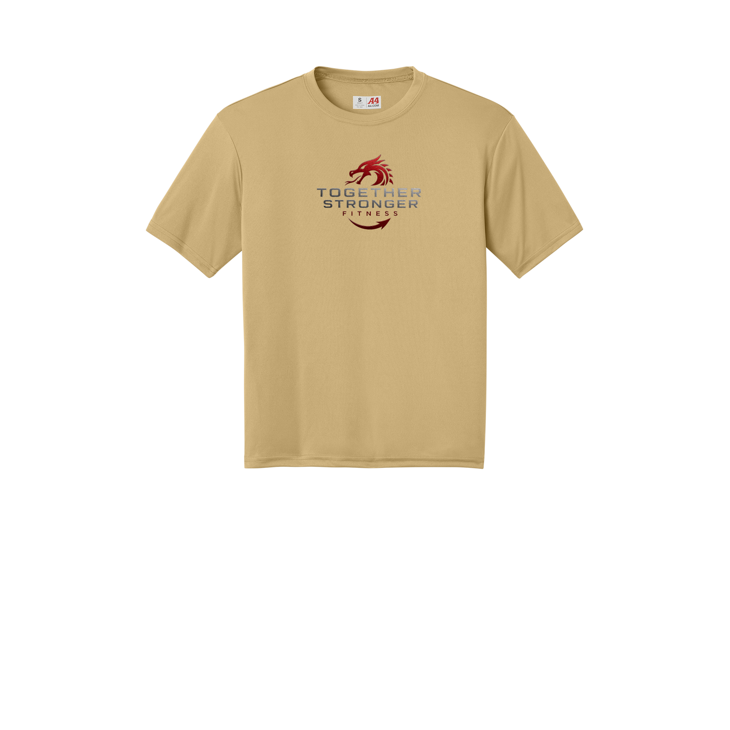 togetherstrongerfitness-a4-cooling-performance-tee-dtf-front-N3142-vegasgold-flat-front