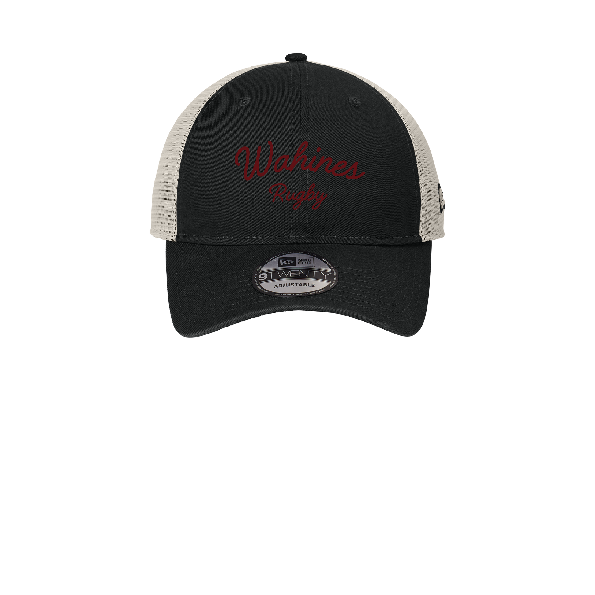 wahines-new-era-9twnety-unstructured-mesh-snapback-cap-embroidery-capfront-NE215-blackstone-flat-front
