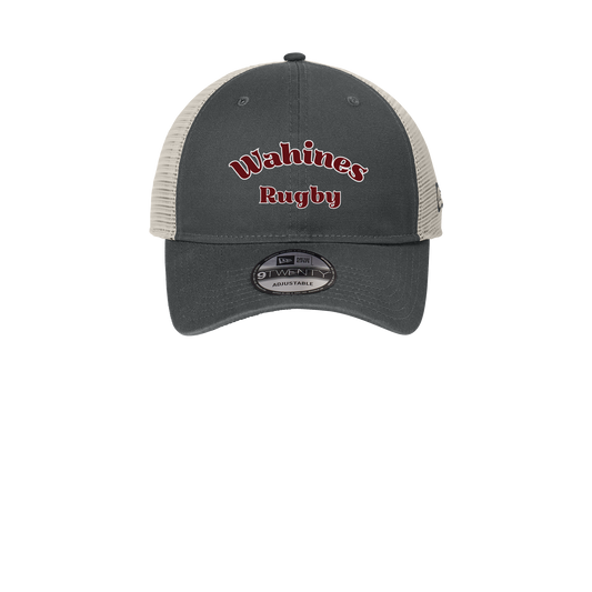 wahines-new-era-9twnety-unstructured-mesh-snapback-cap-fancy-font-embroidery-capfront-NE215-graphitestone-flat-front