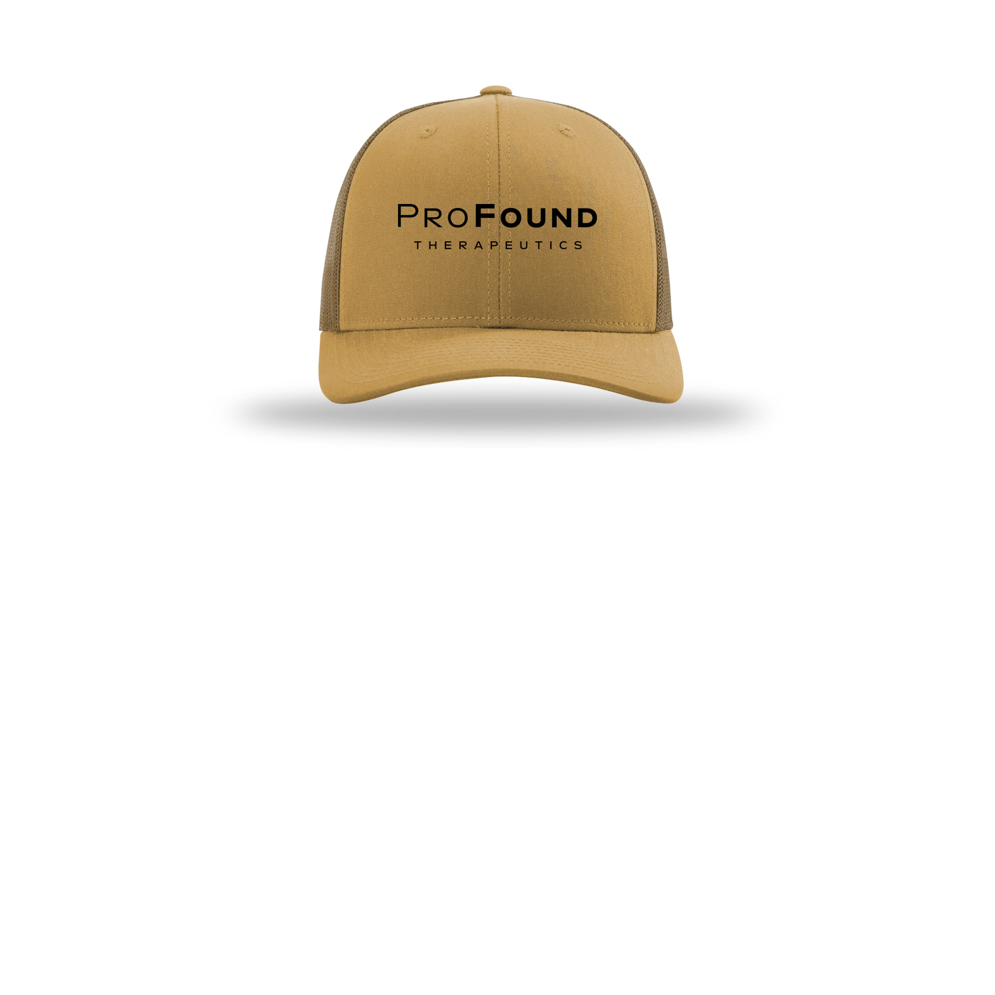 profoundtx-richardson-trucker-cap-embroidery-capfront-R112-ambergold-flat-front