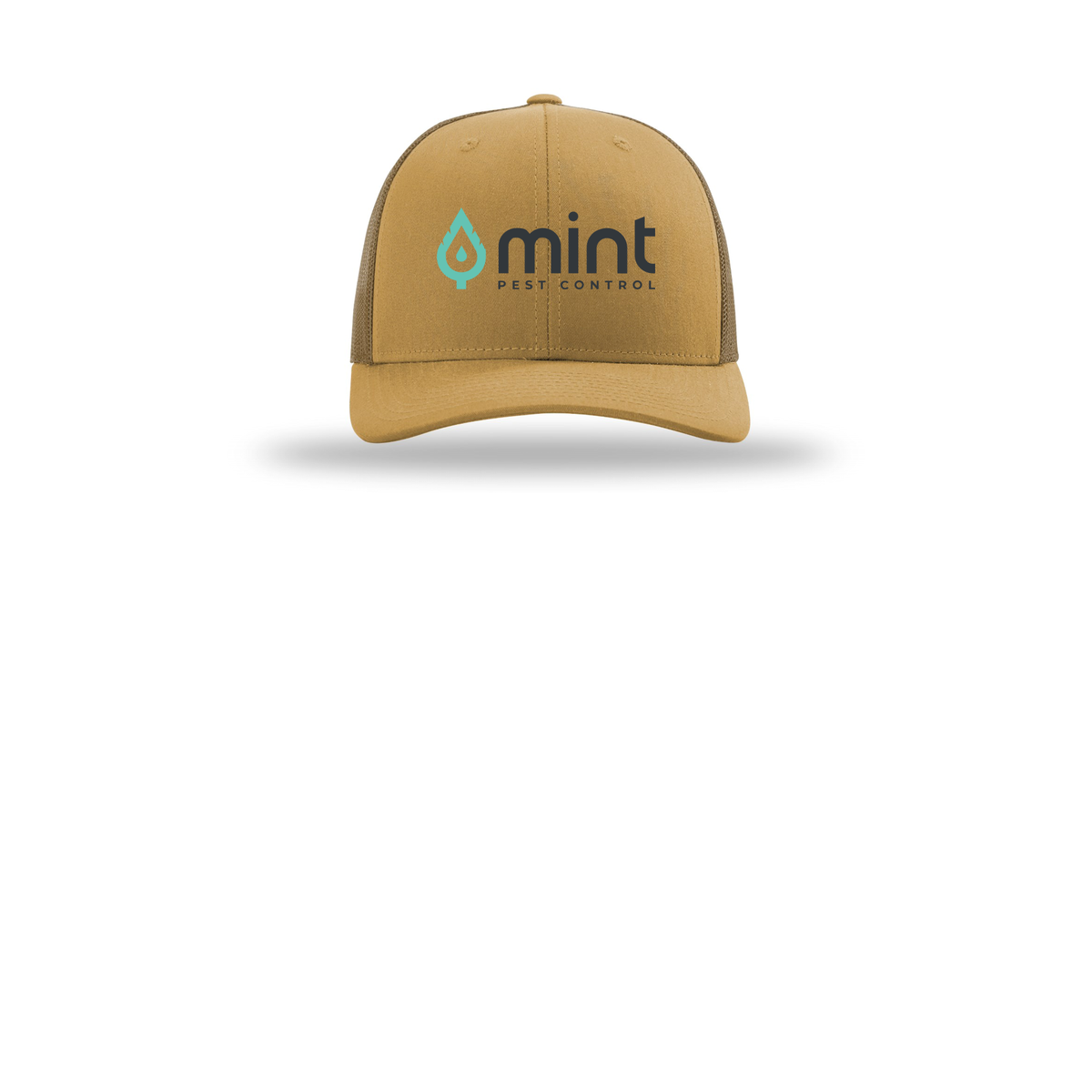 mintpest-richardson-trucker-cap-embroidery-capfront-R112-ambergold-flat-front