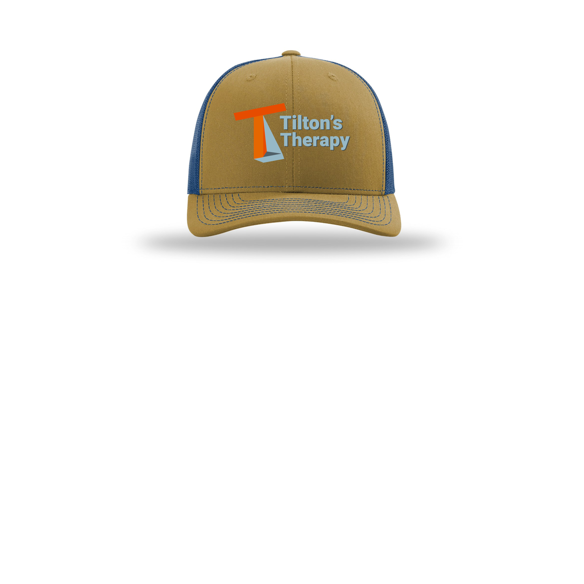 tiltonstherapy-richardson-trucker-cap-embroidery-capfront-R112-biscuittrueblue-flat-front