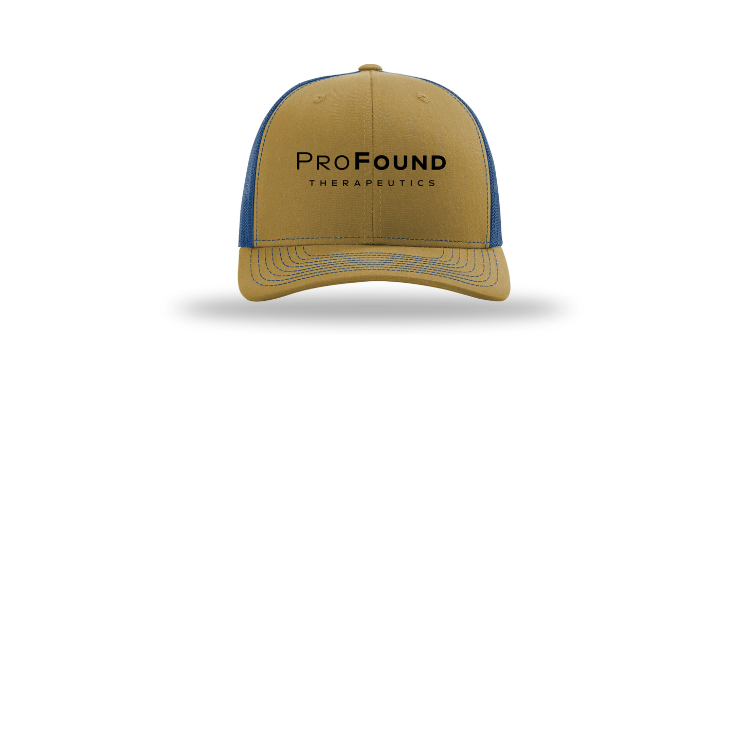 profoundtx-richardson-trucker-cap-embroidery-capfront-R112-biscuittrueblue-flat-front