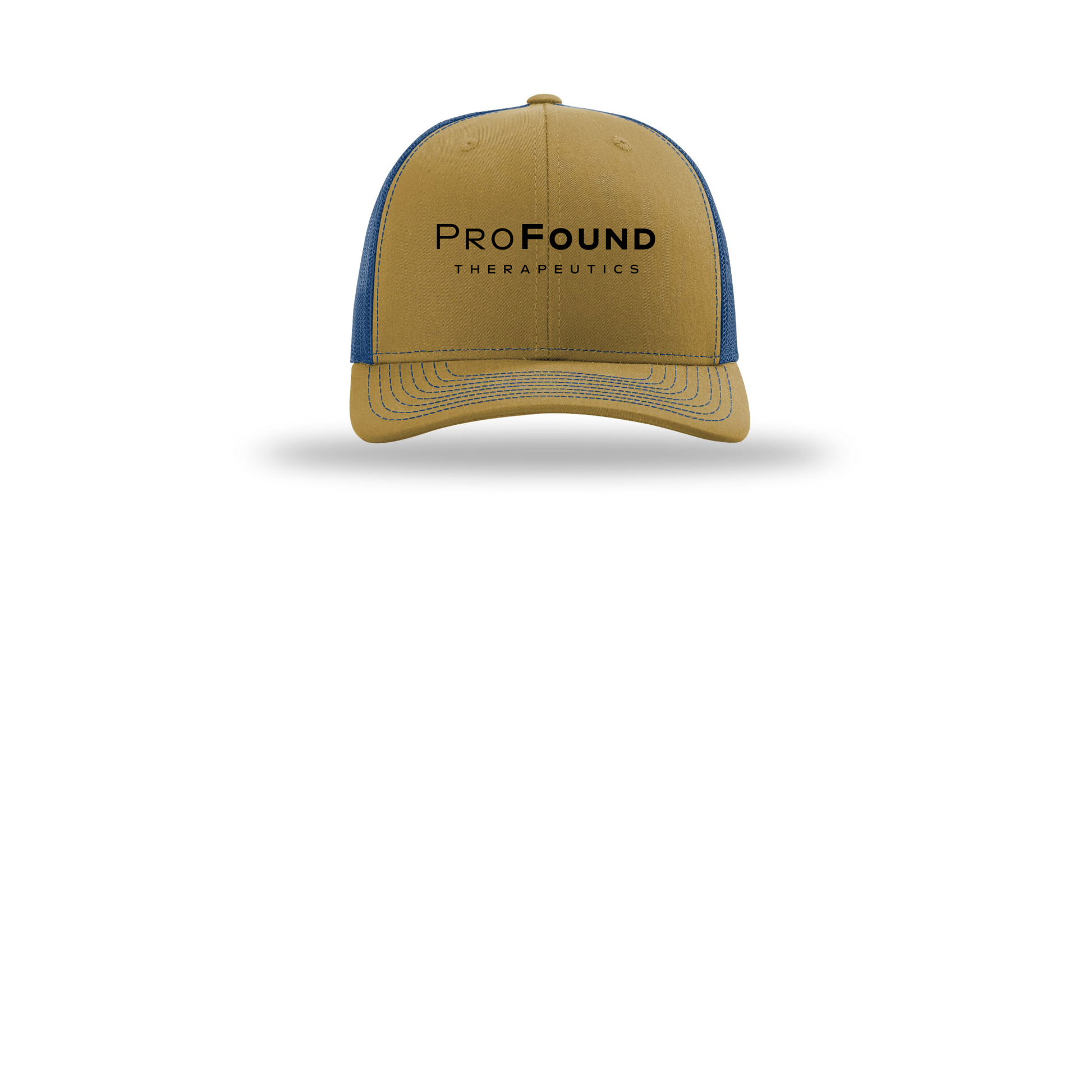profoundtx-richardson-trucker-cap-embroidery-capfront-R112-biscuittrueblue-flat-front