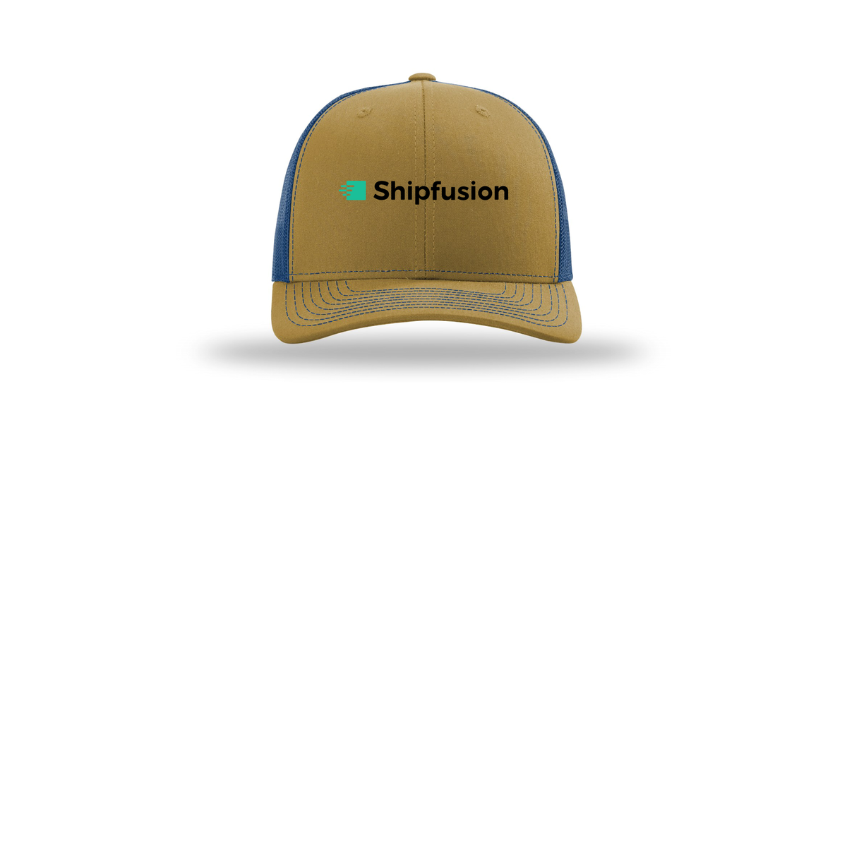 shipfusion-richardson-trucker-cap-embroidery-capfront-R112-biscuittrueblue-flat-front