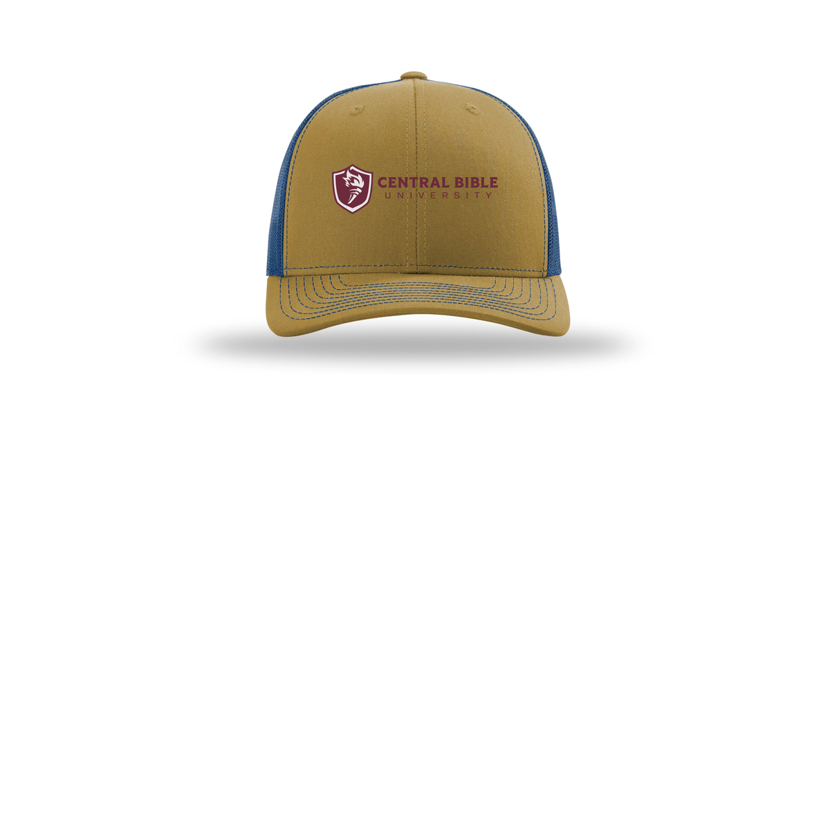 centralbible-richardson-trucker-cap-embroidery-capfront-R112-biscuittrueblue-flat-front