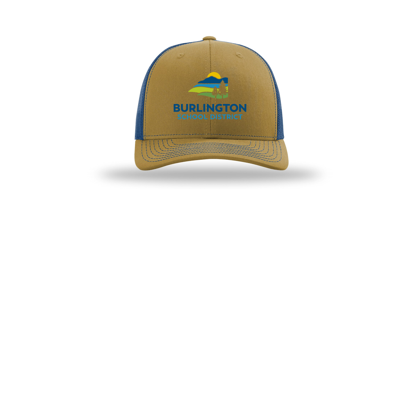 bsdvt-richardson-trucker-cap-embroidery-capfront-R112-biscuittrueblue-flat-front