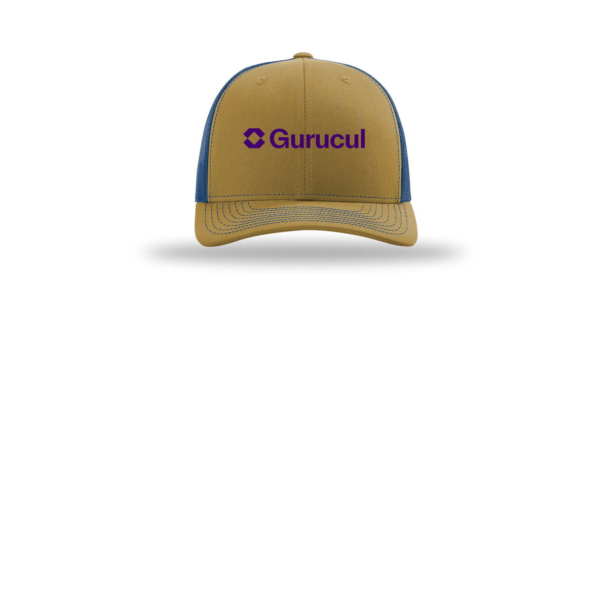 gurucul-richardson-trucker-cap-embroidery-capfront-R112-biscuittrueblue-flat-front