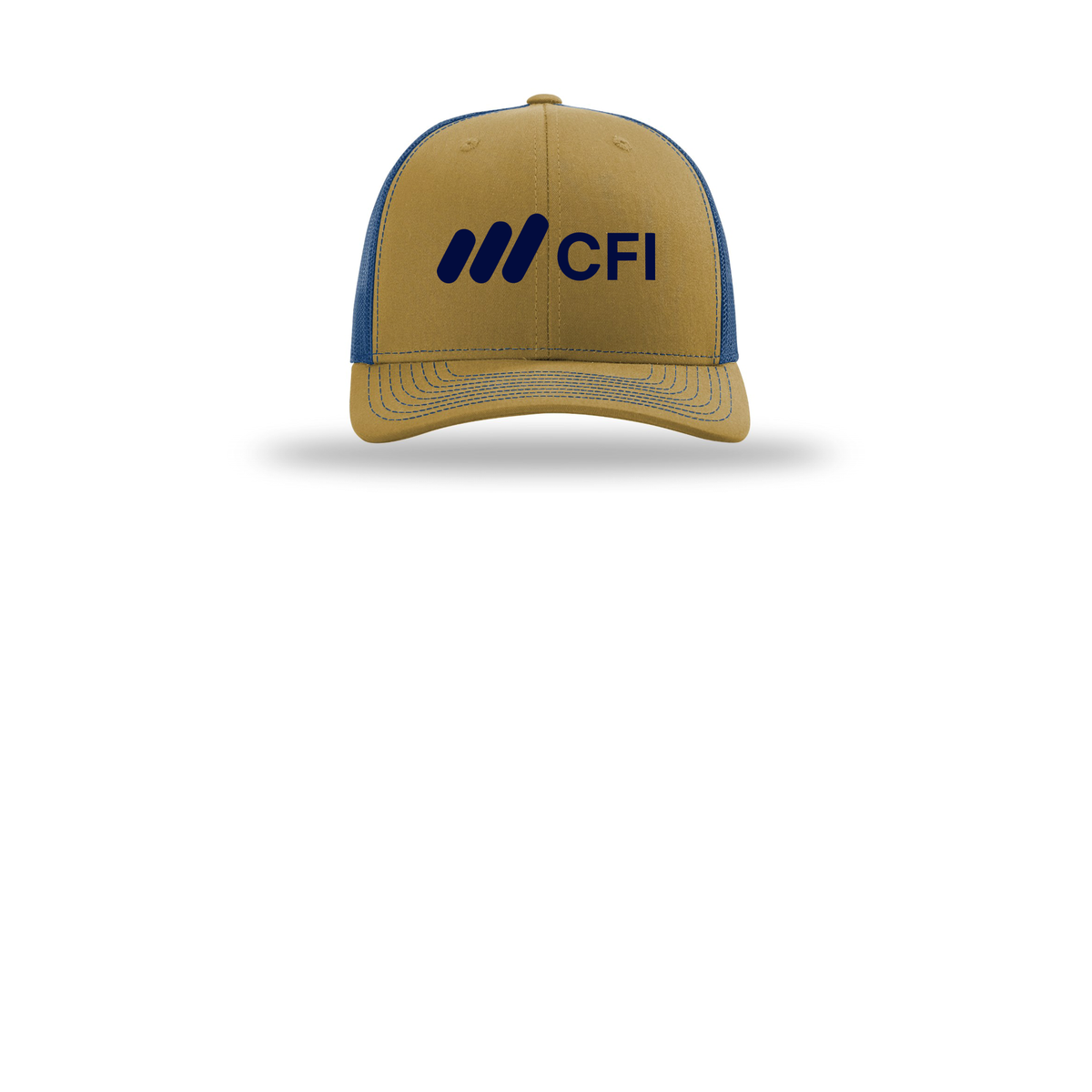 corporatefinanceinstitute-richardson-trucker-cap-embroidery-capfront-R112-biscuittrueblue-flat-front