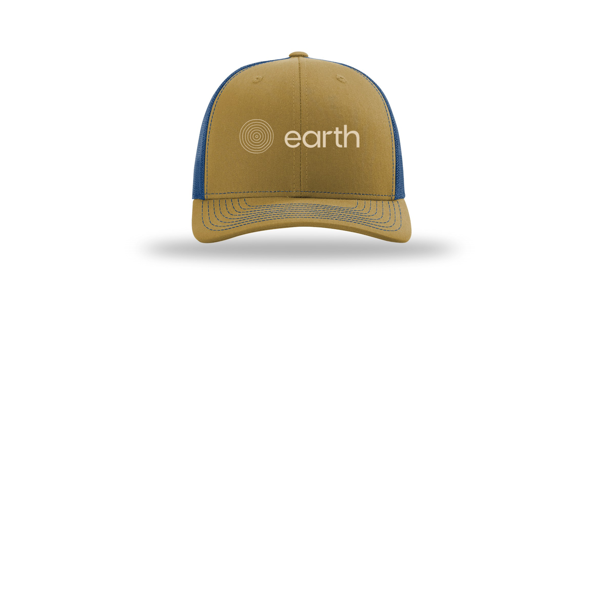 earthfuneral-richardson-trucker-cap-embroidery-capfront-R112-biscuittrueblue-flat-front