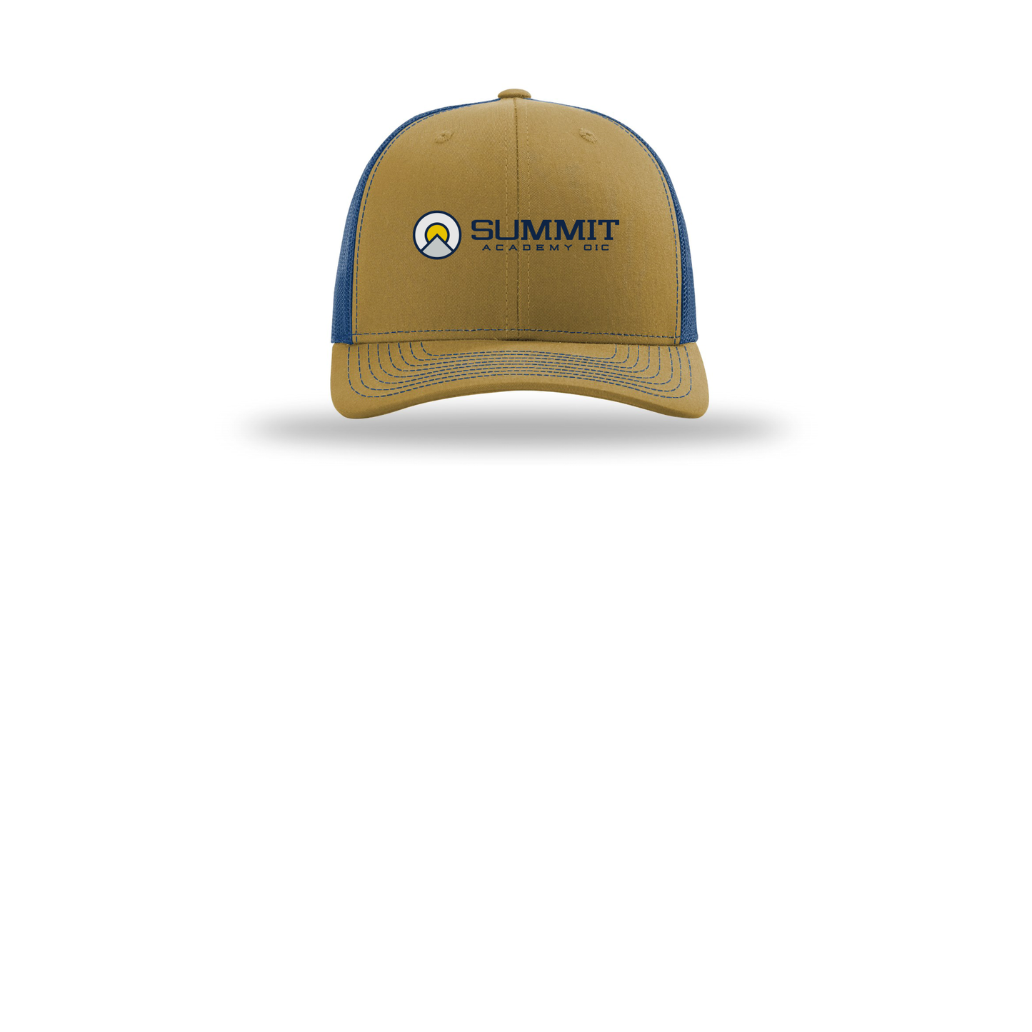 saoic-richardson-trucker-cap-embroidery-capfront-R112-biscuittrueblue-flat-front