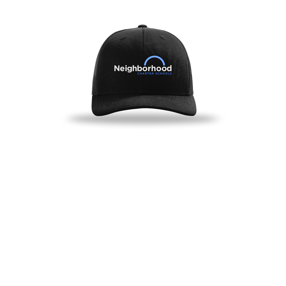 ncschools-richardson-trucker-cap-embroidery-capfront-R112-black-flat-front