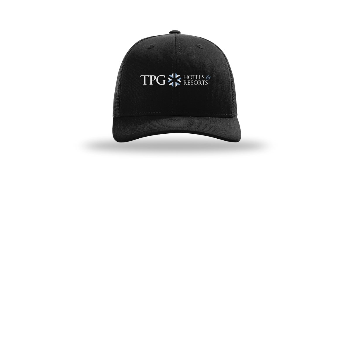 tpghotelsandresorts-richardson-trucker-cap-embroidery-capfront-R112-black-flat-front