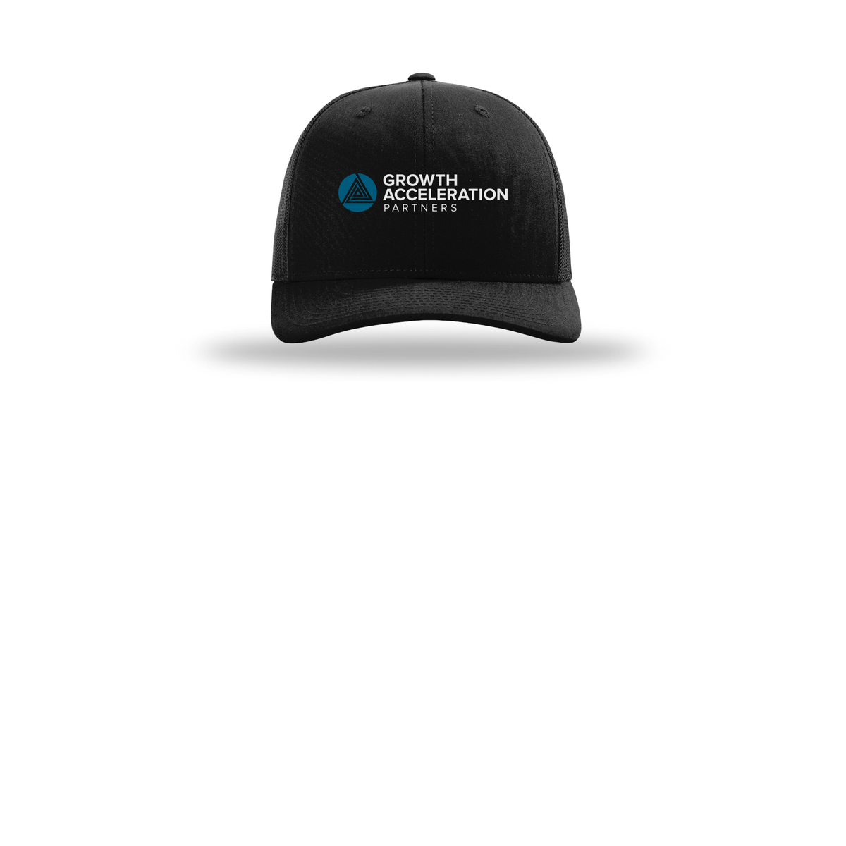 growthaccelerationpartners-richardson-trucker-cap-embroidery-capfront-R112-black-flat-front