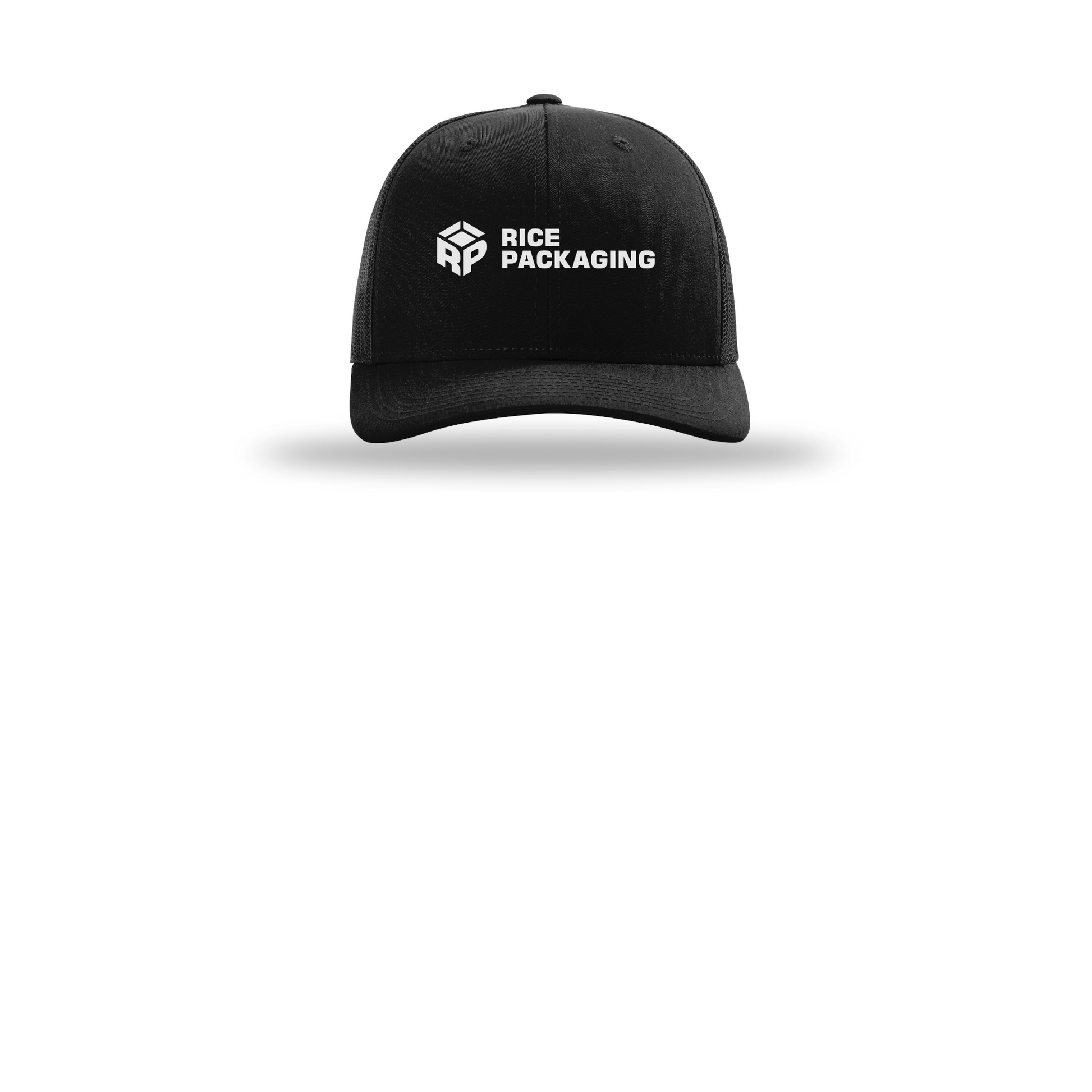 ricepackaging-richardson-trucker-cap-embroidery-capfront-R112-black-flat-front