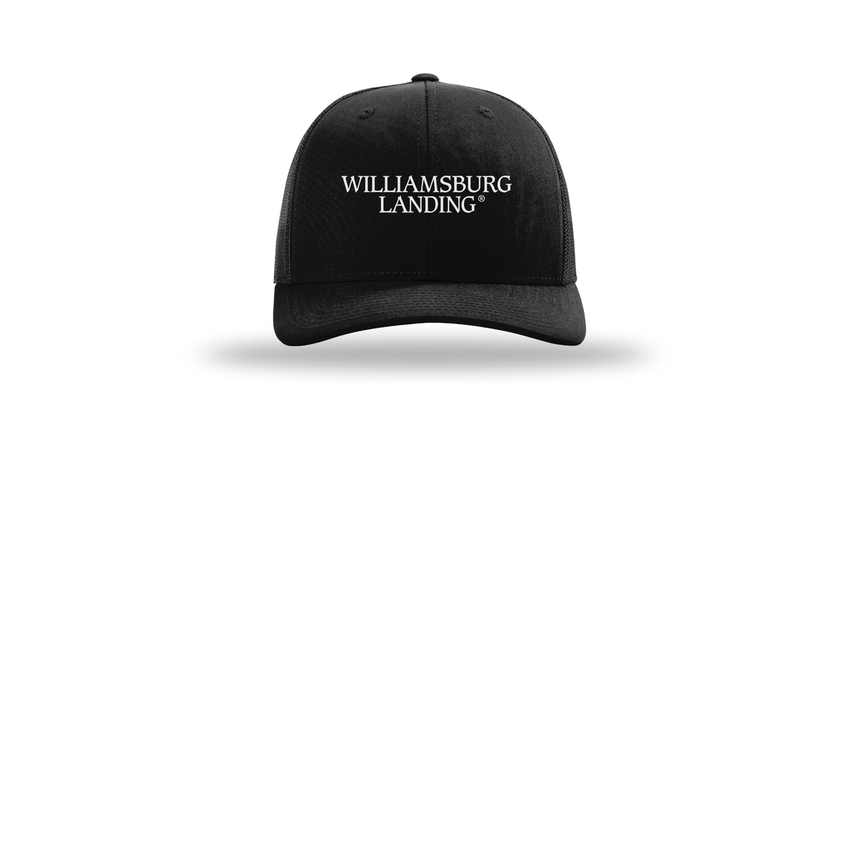 williamsburglanding-richardson-trucker-cap-embroidery-capfront-R112-black-flat-front