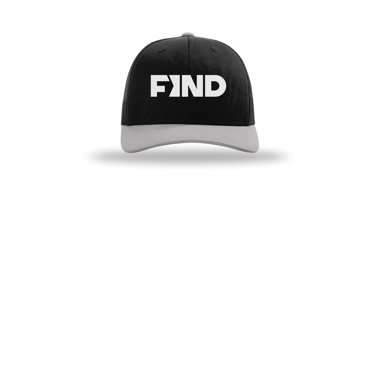 findrealestate-richardson-trucker-cap-embroidery-capfront-R112-blackblacklightgrey-flat-front
